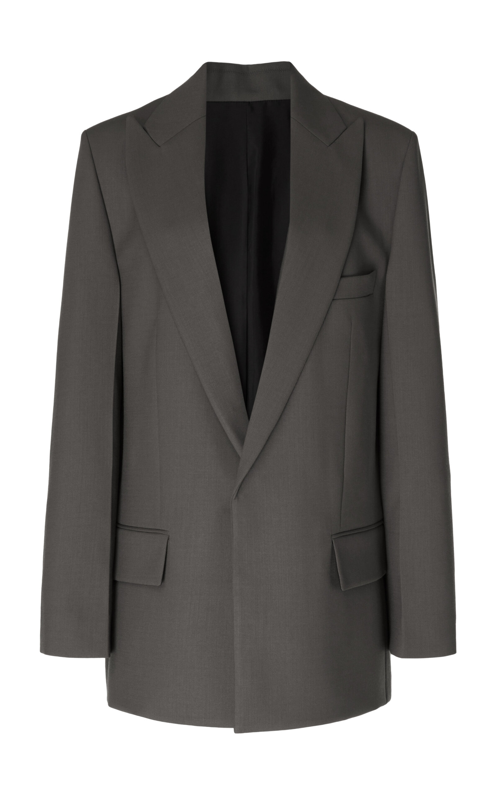 Victoria Beckham Peaked Lapel Blazer Jacket In Dark Grey