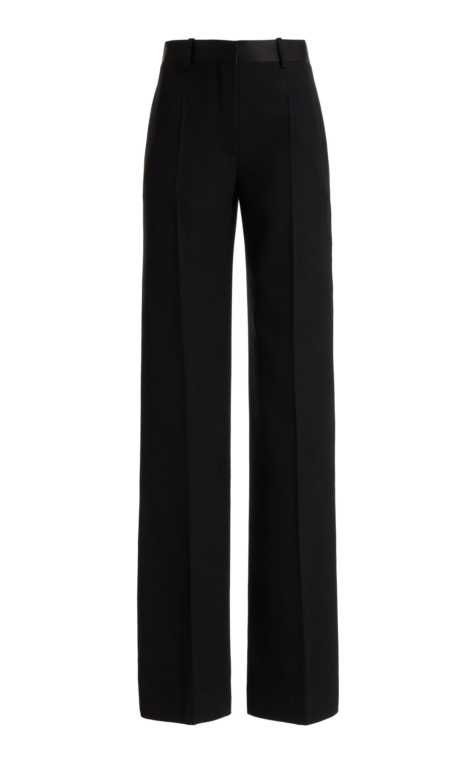 Shop Victoria Beckham Pleated Straight-leg Pants In Black