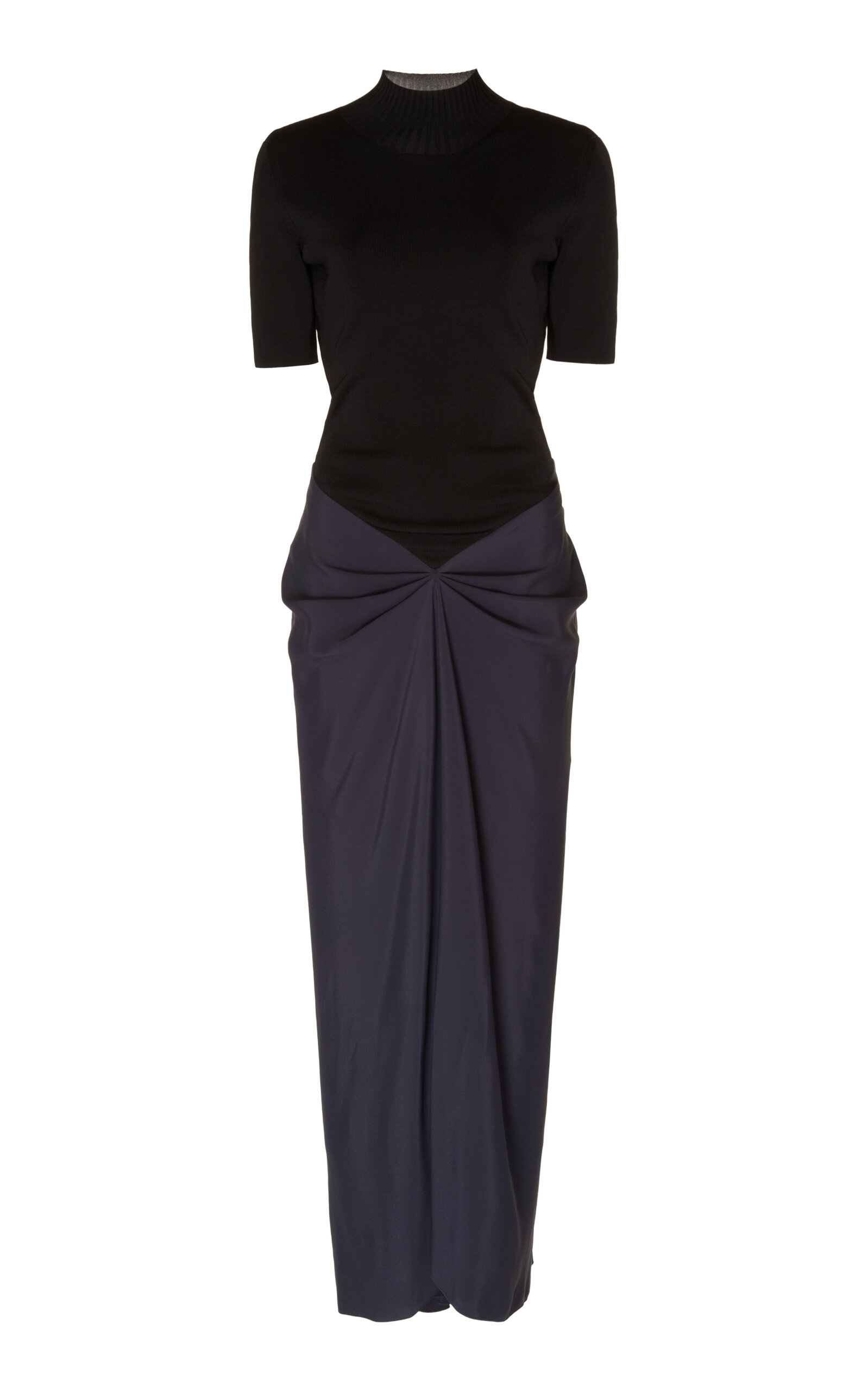 Victoria Beckham - Gathered Turtleneck Midi Dress - Black - UK 16 - Moda Operandi