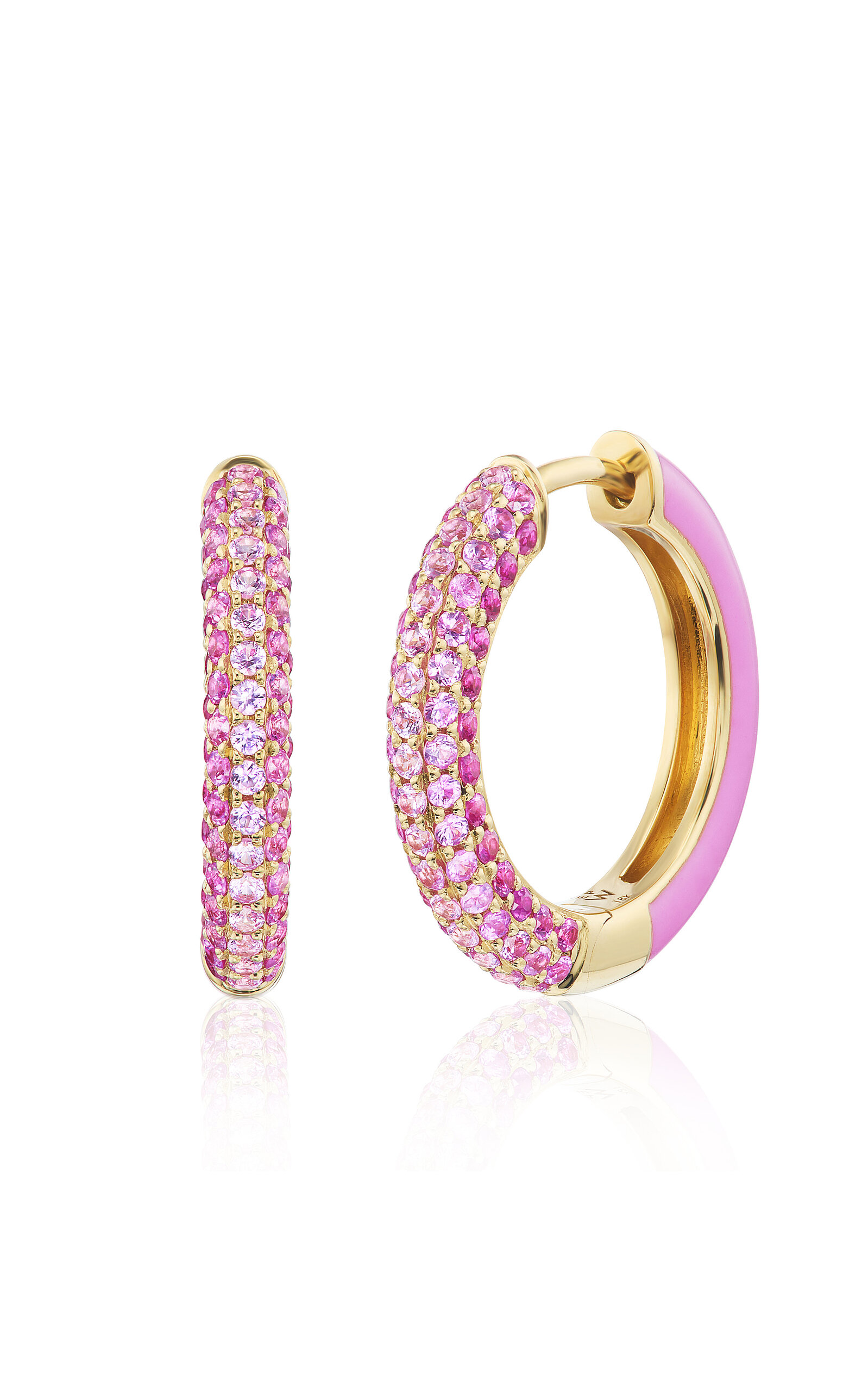 Emily P Wheeler 18k Yellow Gold Duo Hoop Earrings In Pink