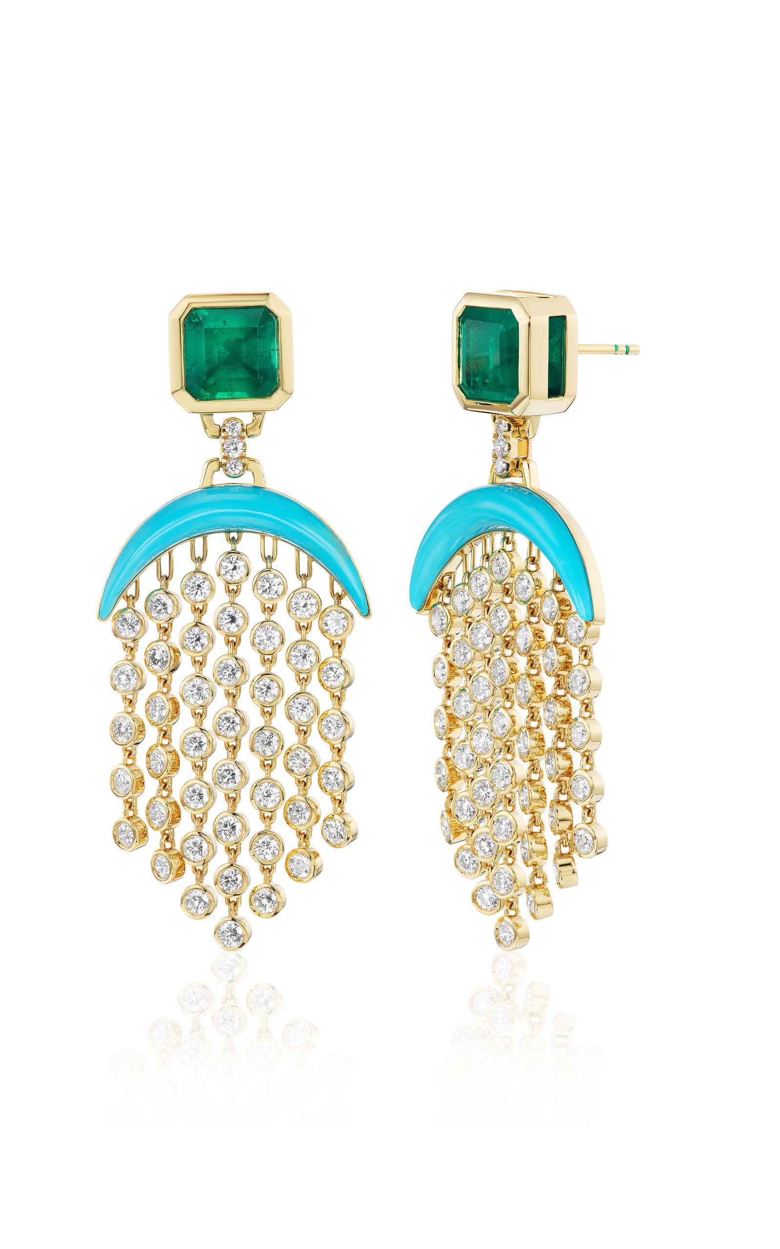 Emily P. Wheeler 18k Yellow Gold Emerald Fringe Earrings In Green