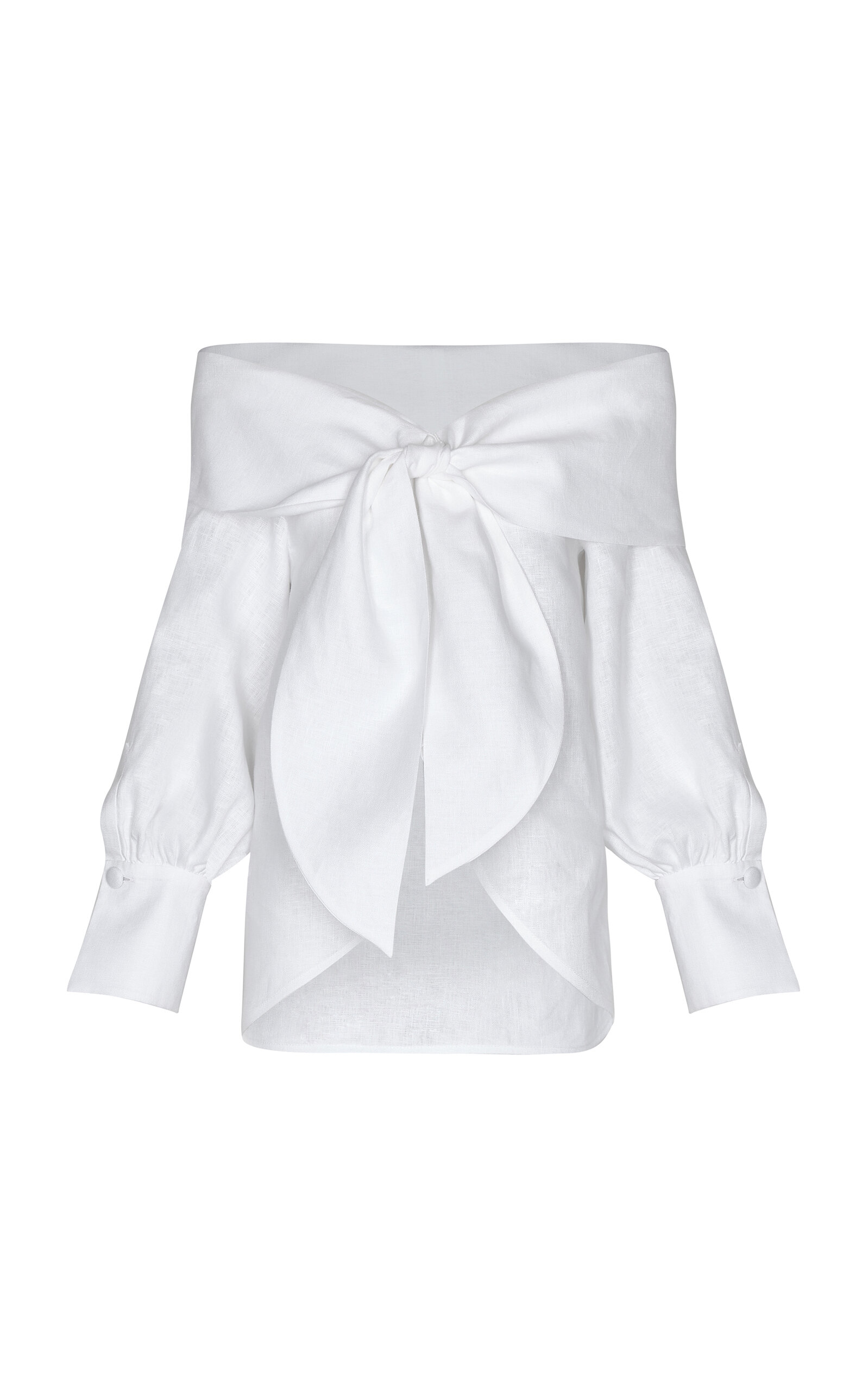 Andres Otalora Manuela Knotted Linen Top In Off-white