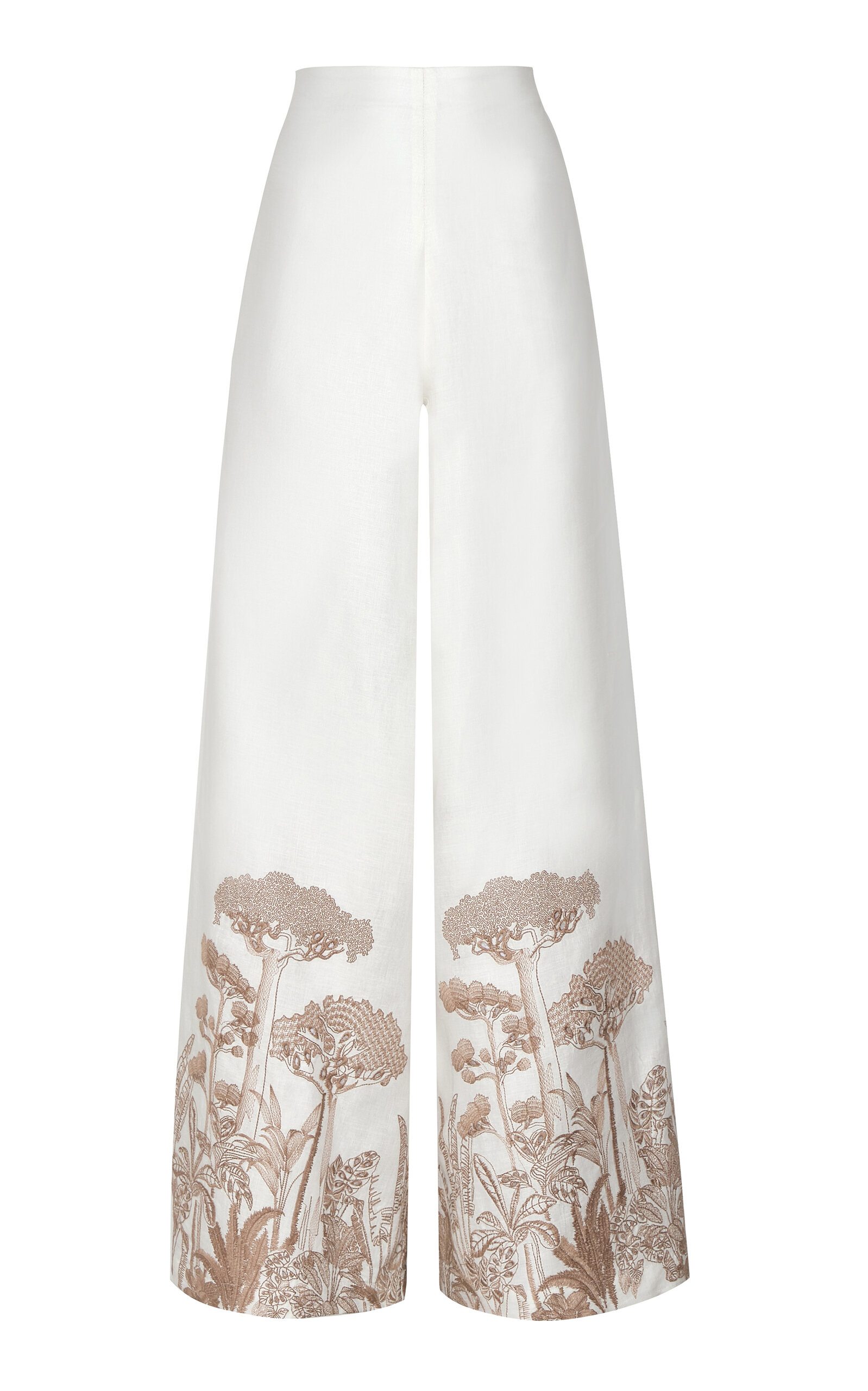 Andres Otalora Miranda Embroidered Linen Pants In Off-white