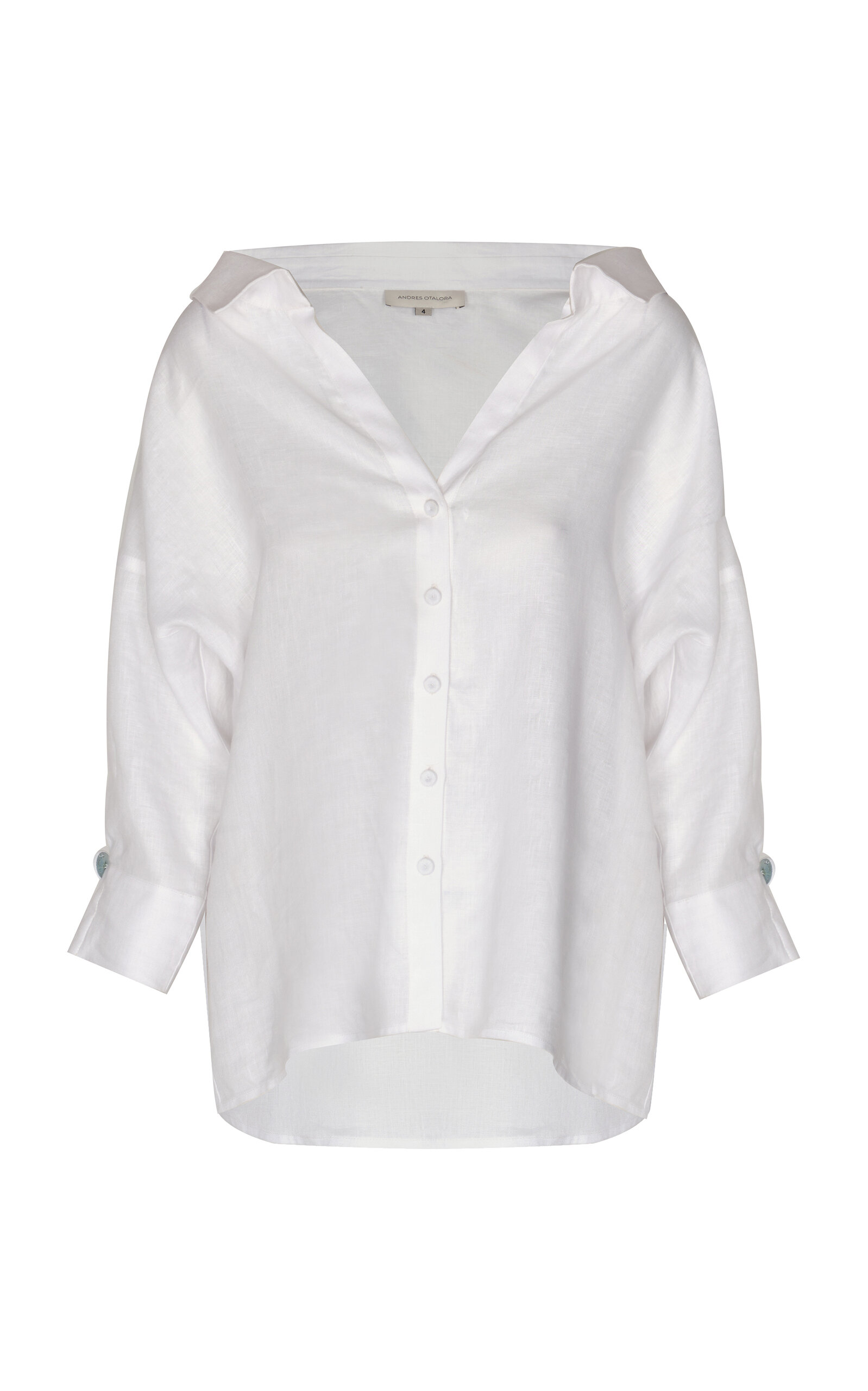 Andres Otalora Laguna Silk Satin Shirt In Off-white