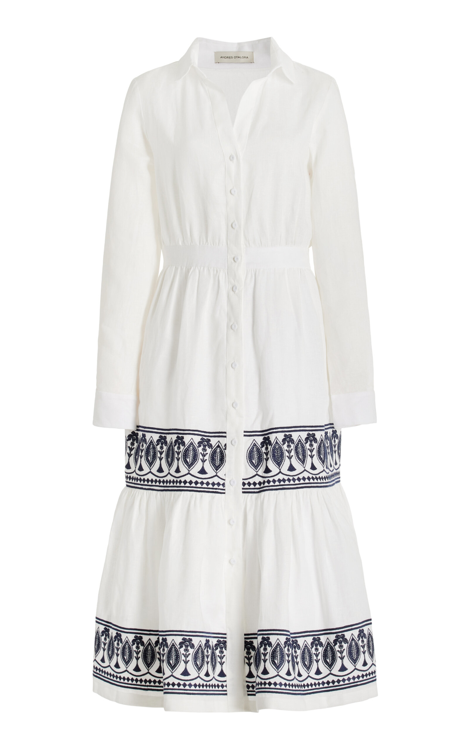 Exclusive Mirana Embroidered Linen Midi Dress