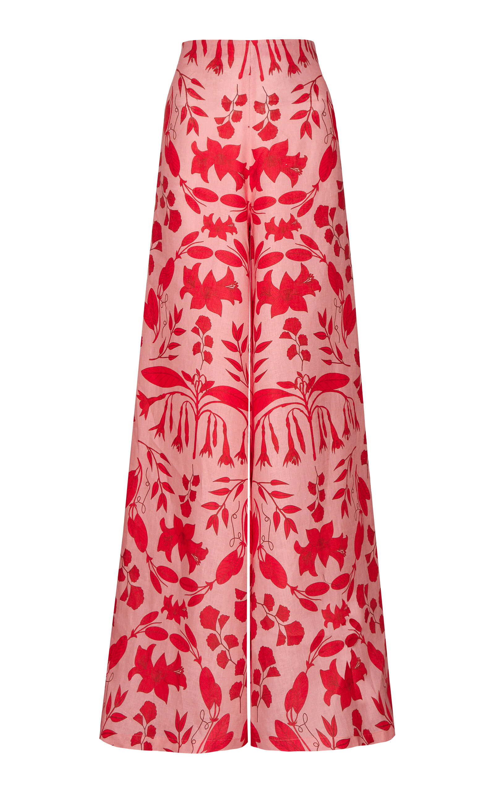 Andres Otalora Lusitania Linen Wide-Leg Pants - Pink - Women's Clothing