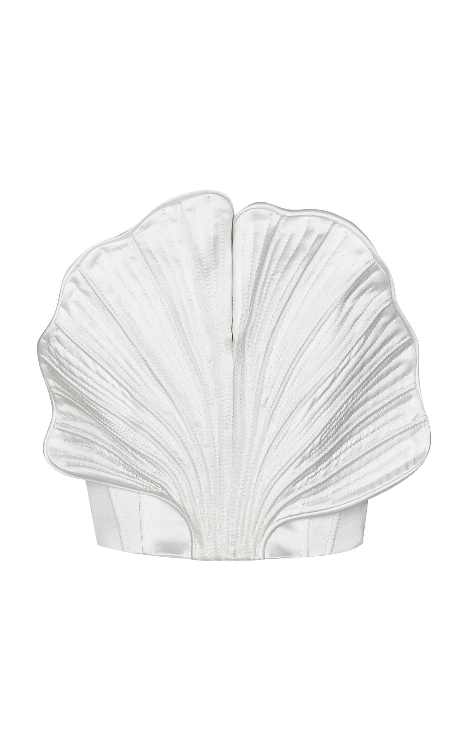 Andres Otalora Albania Sculptural Satin Crop Top In Off-white