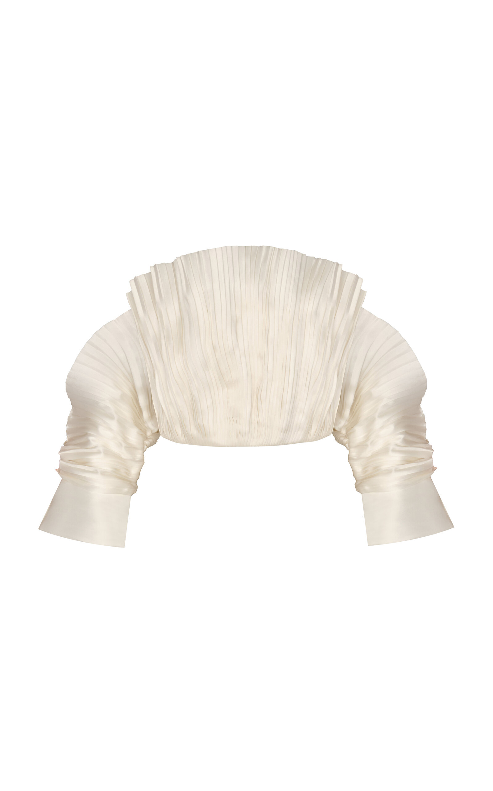 Andres Otalora Tunia Pleated Silk Satin Organza Top In Off-white