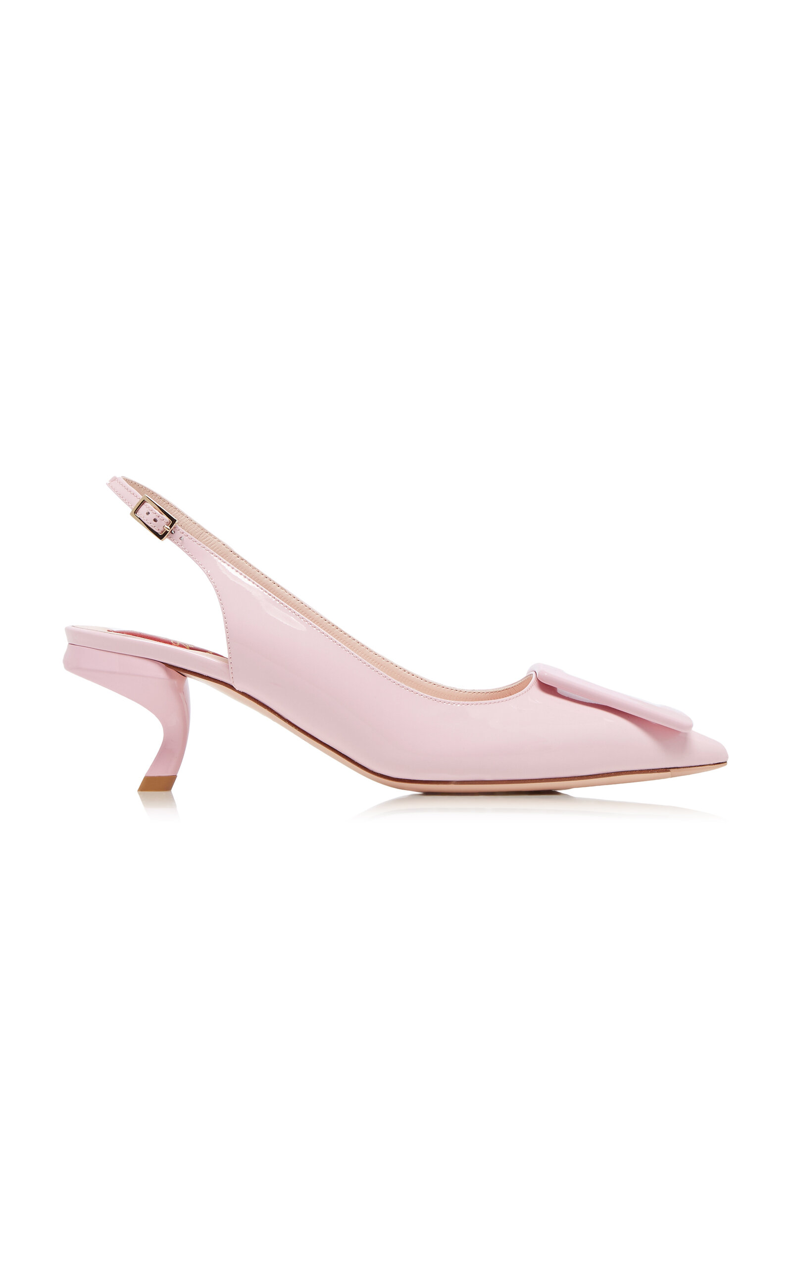 Shop Roger Vivier Virgule Buckle-embellished Patent Leather Slingback Pumps In Pink