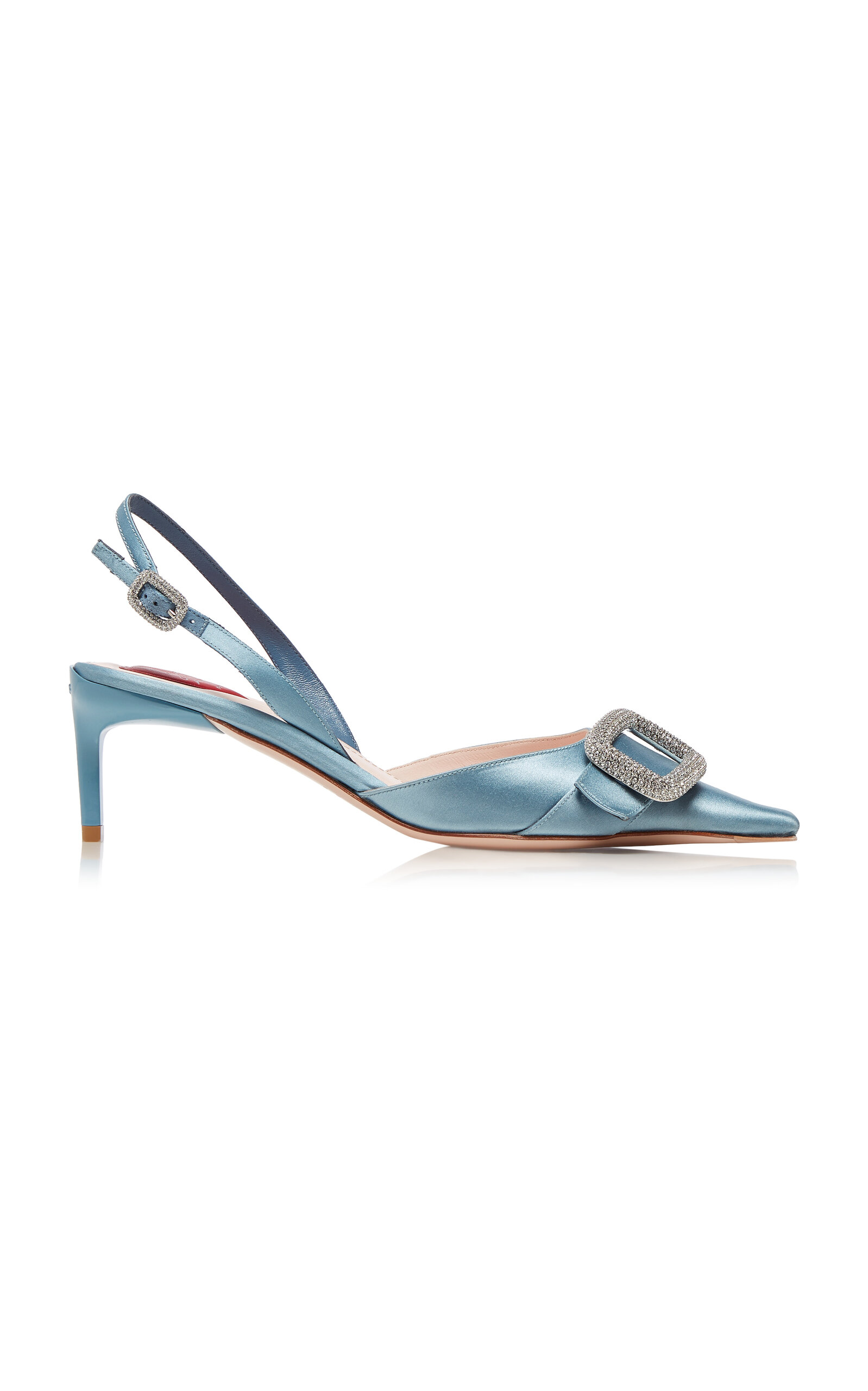 Roger Vivier Dorsay Buckle-Embellished Satin Slingback Pumps