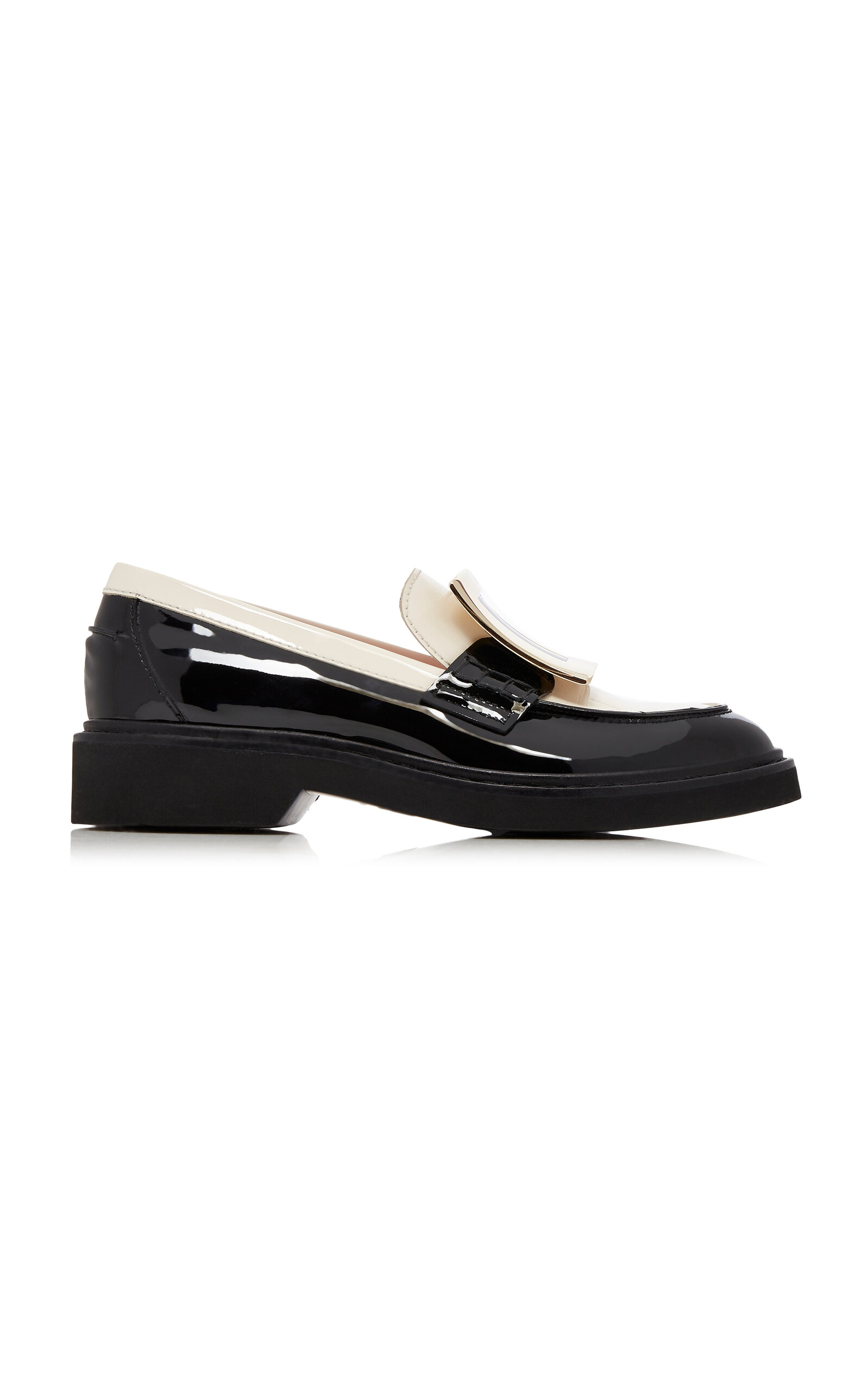 Shop Roger Vivier Viv' Rangers Buckle-embellished Loafers In Black