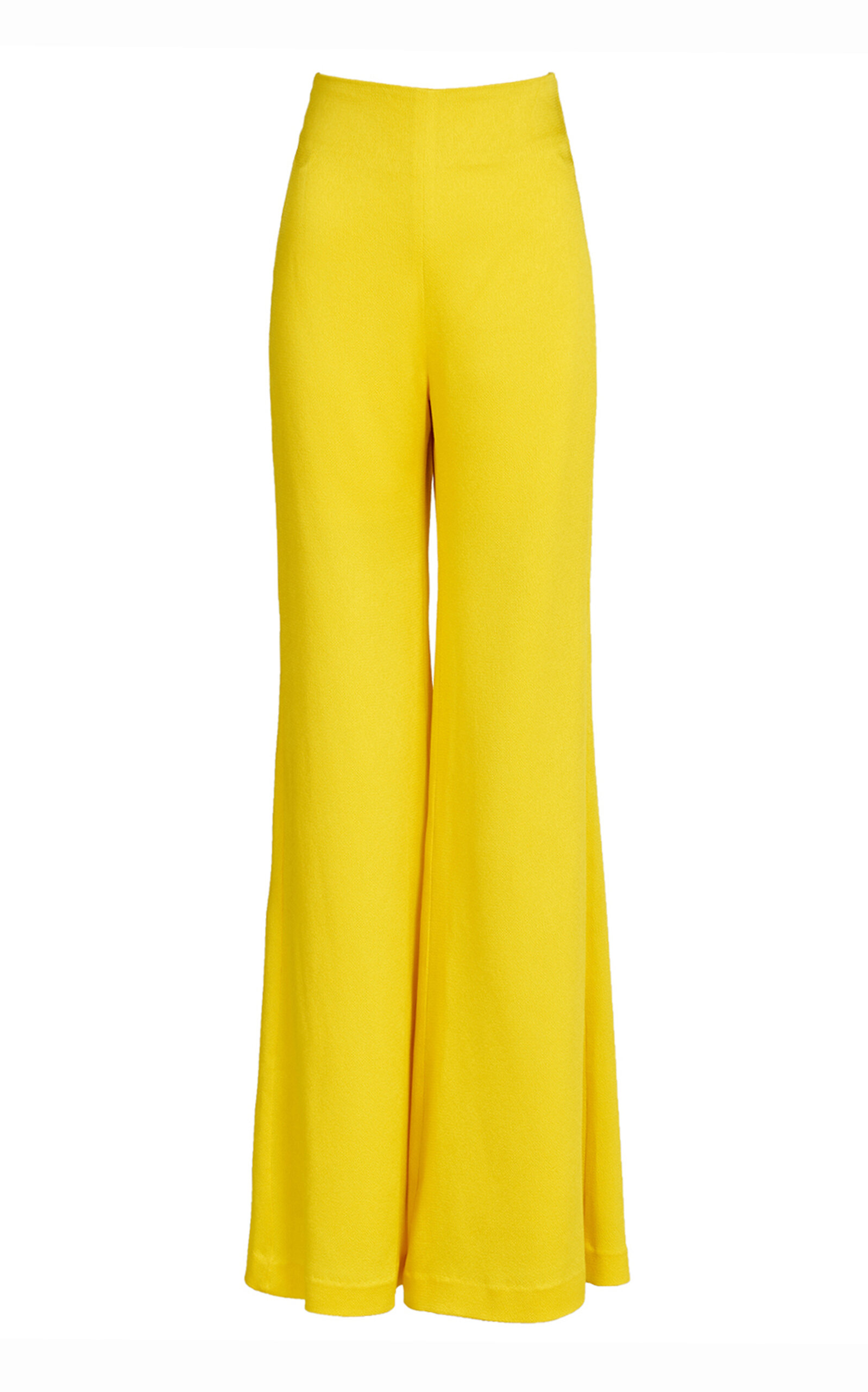 Shop Silvia Tcherassi Palermo Tailored Satin Wide-leg Pants In Yellow