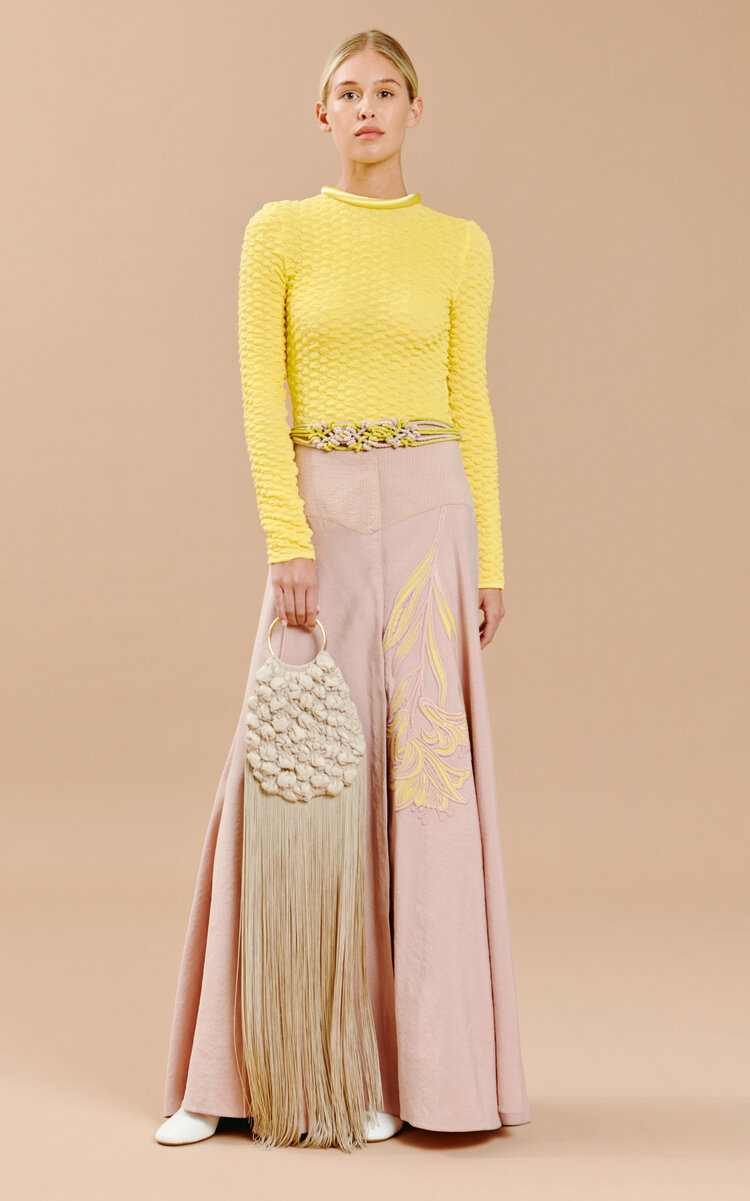 Silvia Tcherassi Jari Textured Cotton-blend Top In Yellow