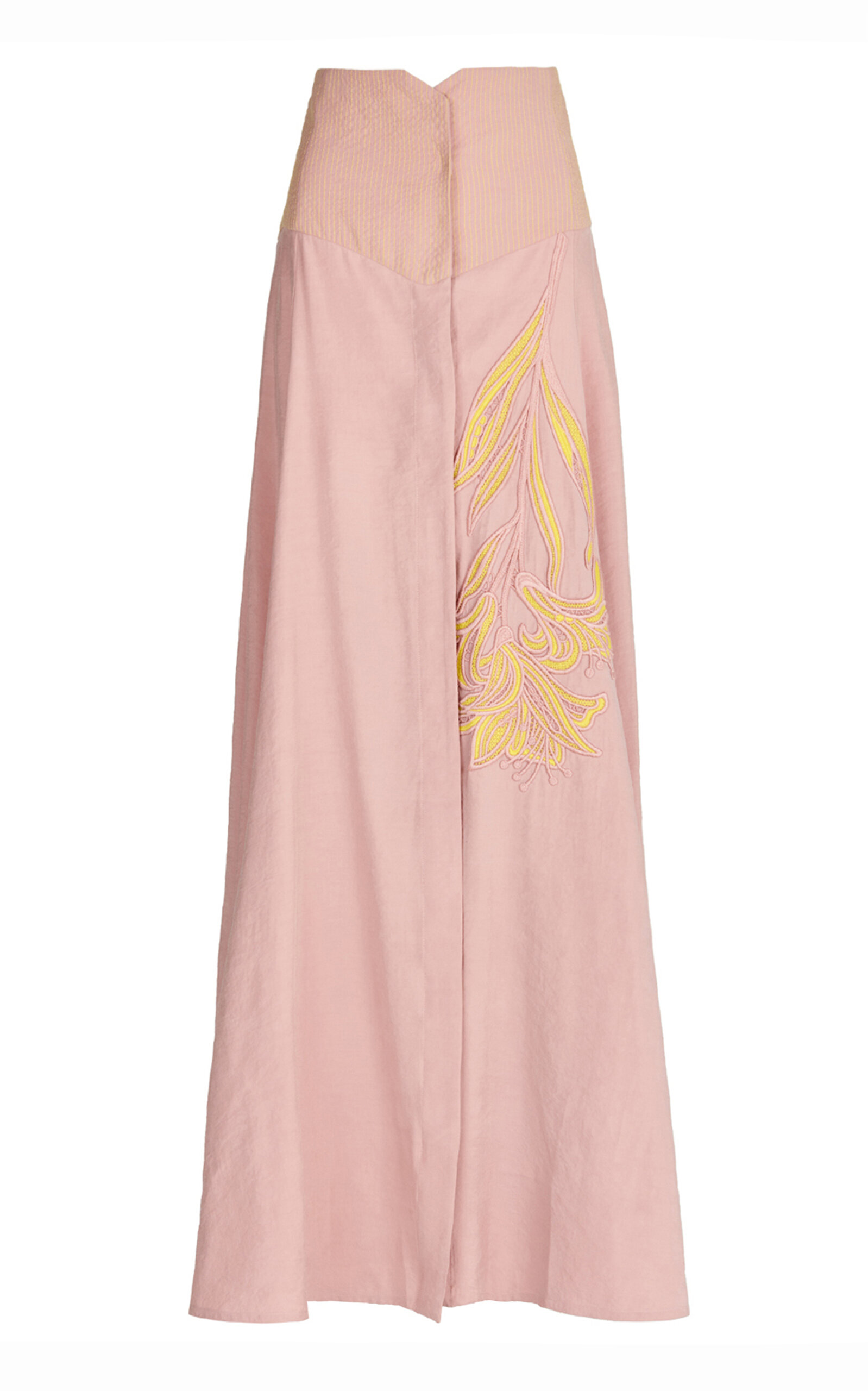 Shop Silvia Tcherassi Modena Embroidered Maxi Skirt In Pink