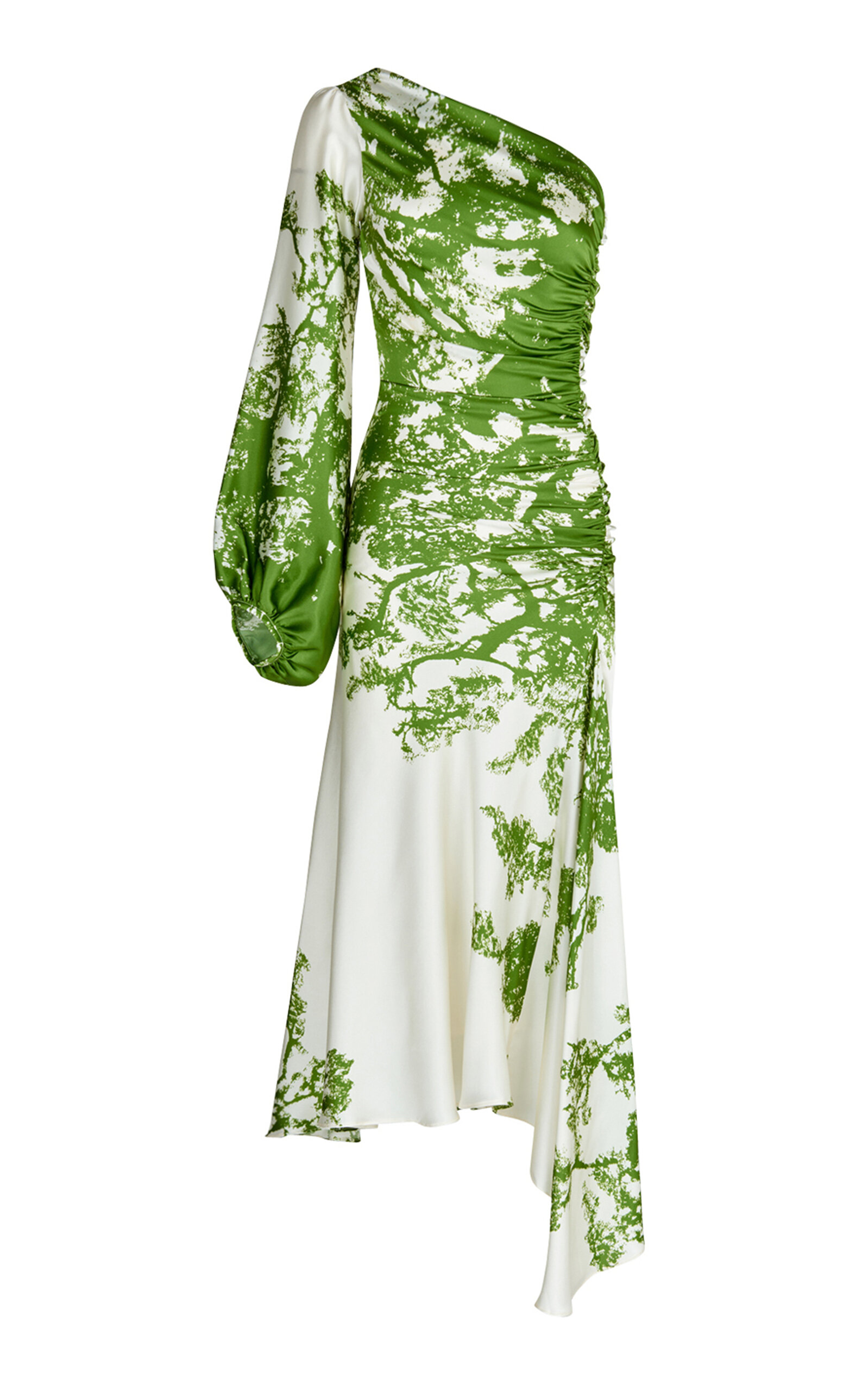 Silvia Tcherassi Villanova Ruched Silk Maxi Dress In Green