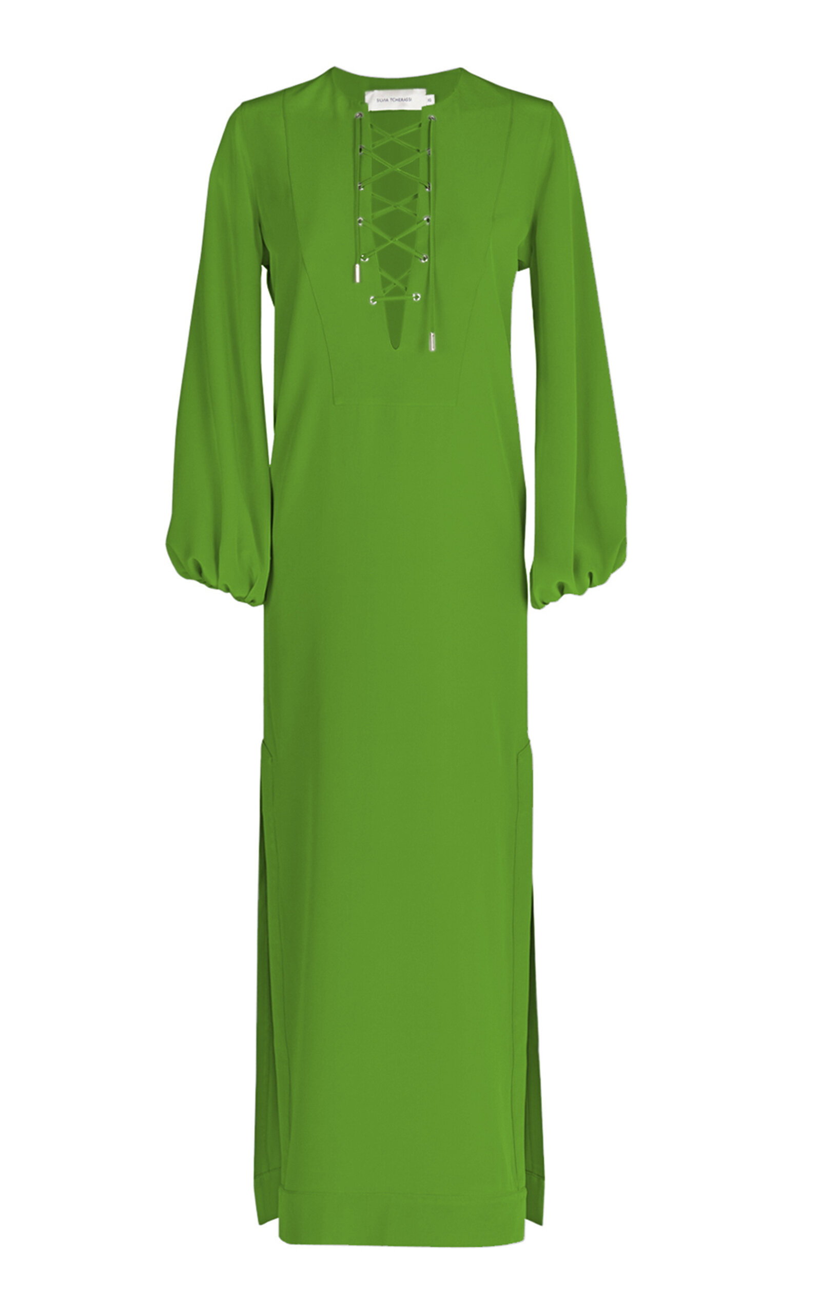 Silvia Tcherassi Isernia Lace-up Maxi Dress In Green