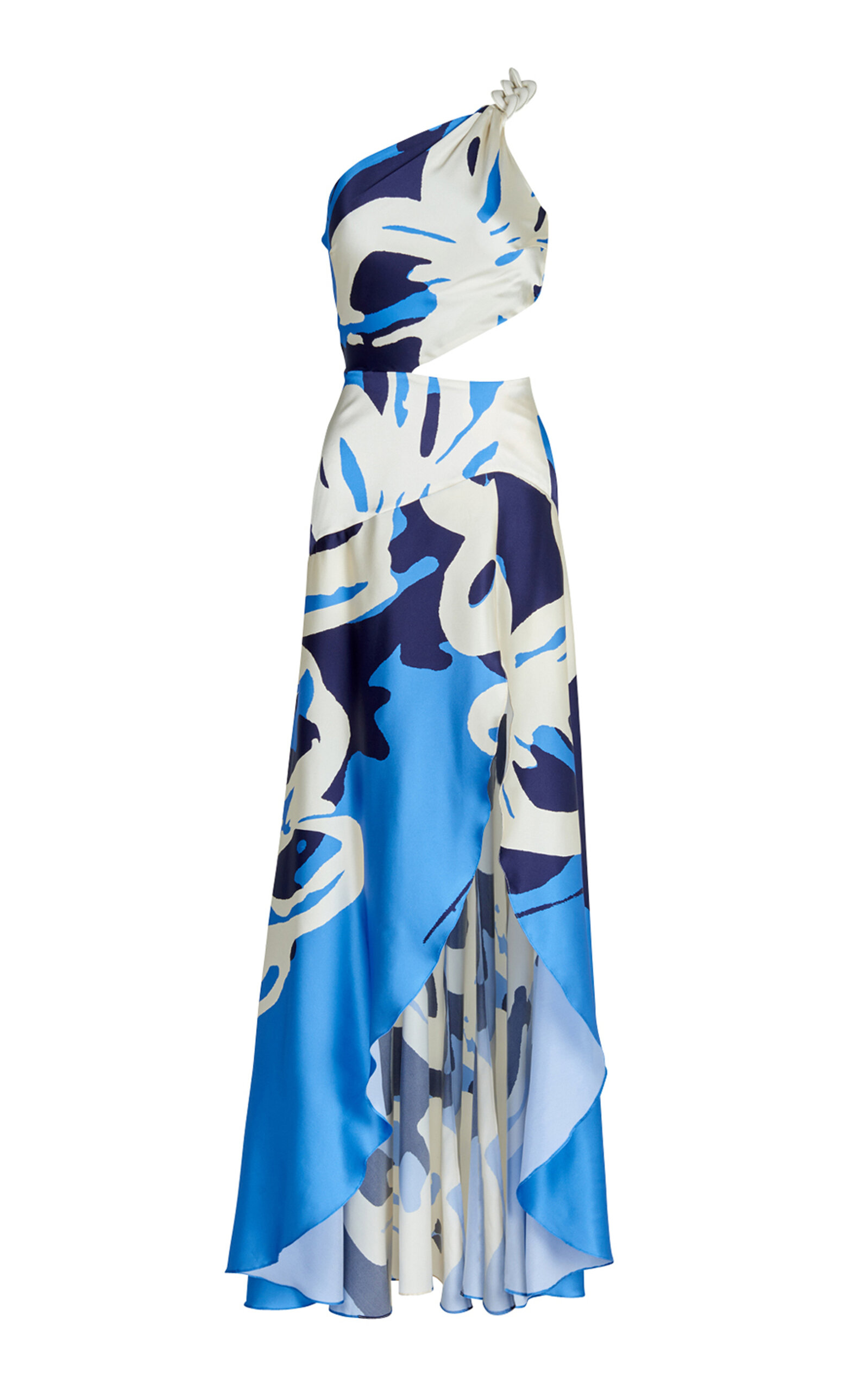 Whitney Printed Silk Cutout Maxi Dress