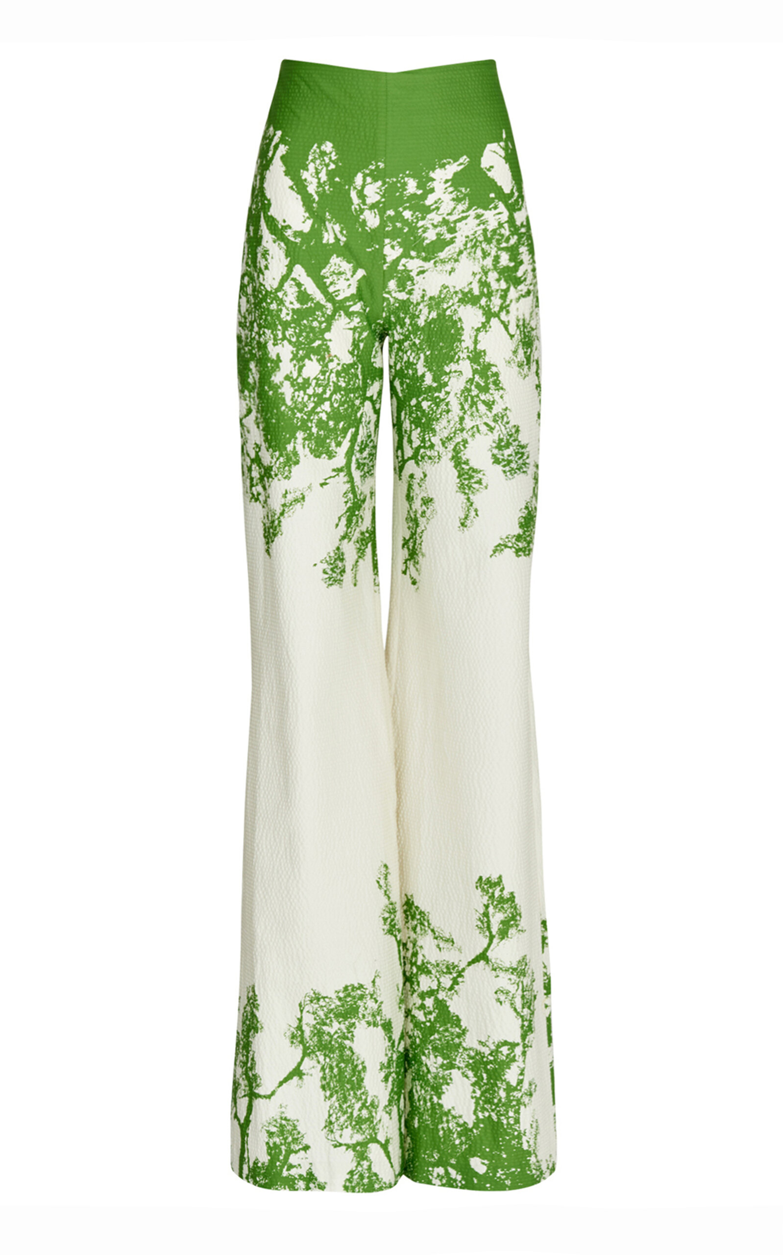 Silvia Tcherassi Como Printed Cotton-blend Wide-leg Pants In Green