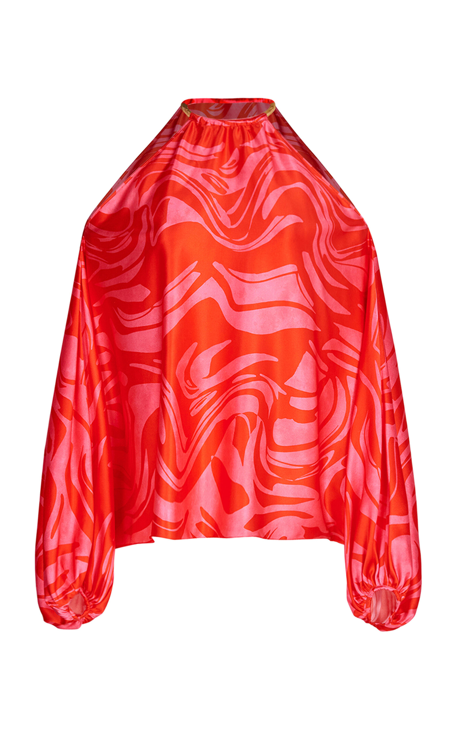 Silvia Tcherassi Janina Draped Cutout Silk Top In Vermillion Pink