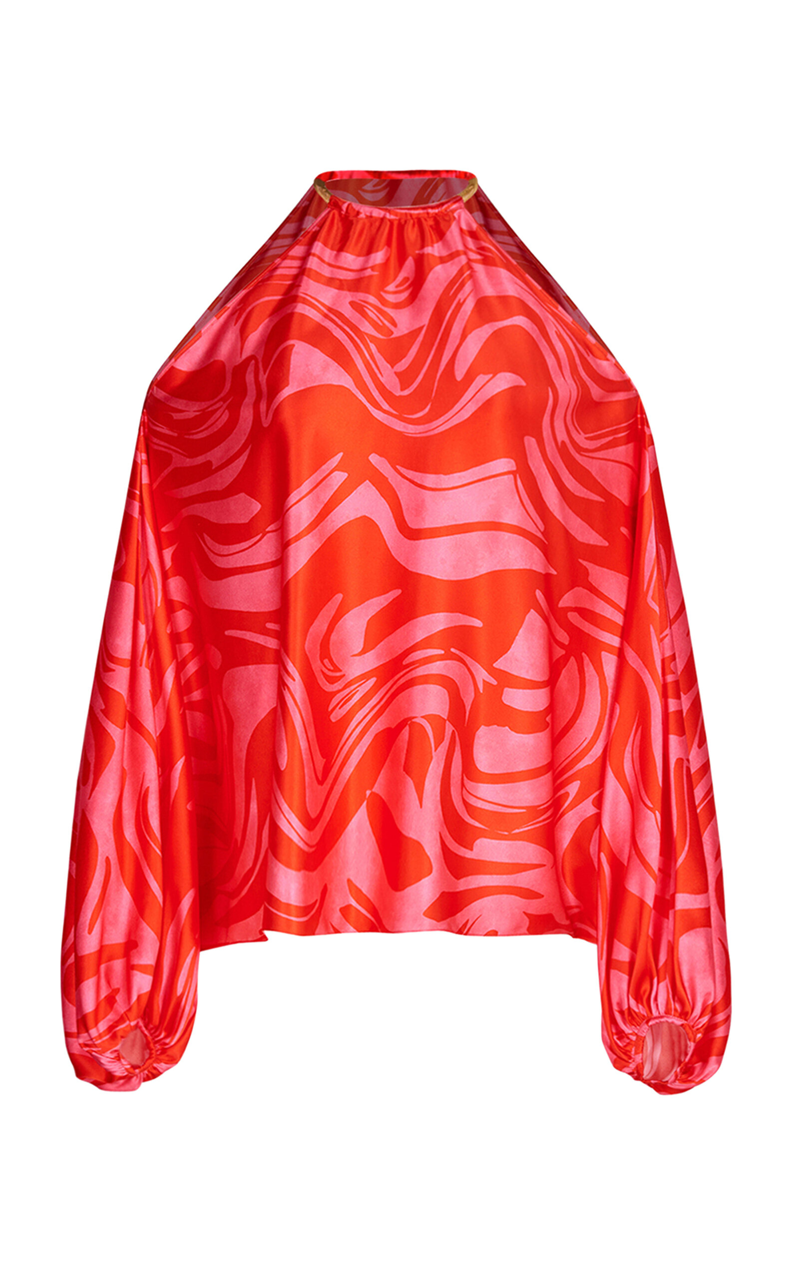 Silvia Tcherassi Janina Draped Cutout Silk Top In Multi