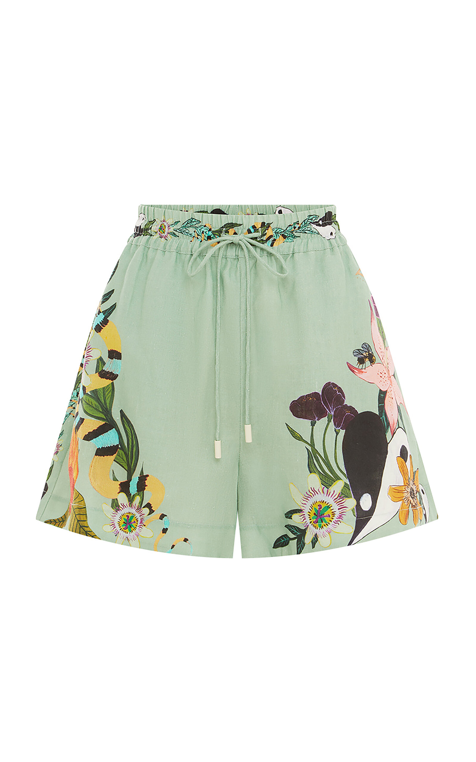 Shop Alemais Meagan Linen Shorts In Green