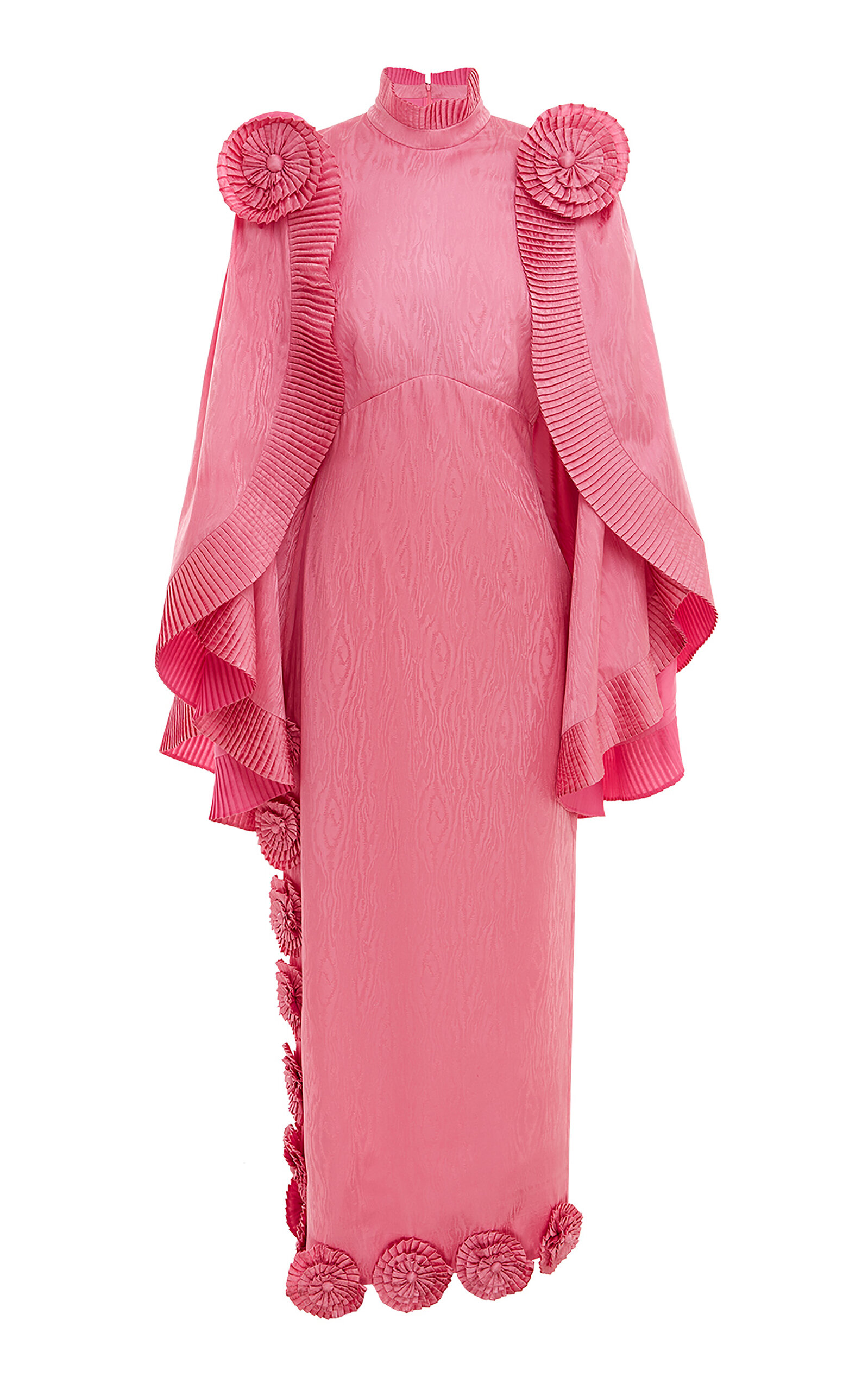 Alemais Helix Ruffled Cotton-silk Gown In Pink