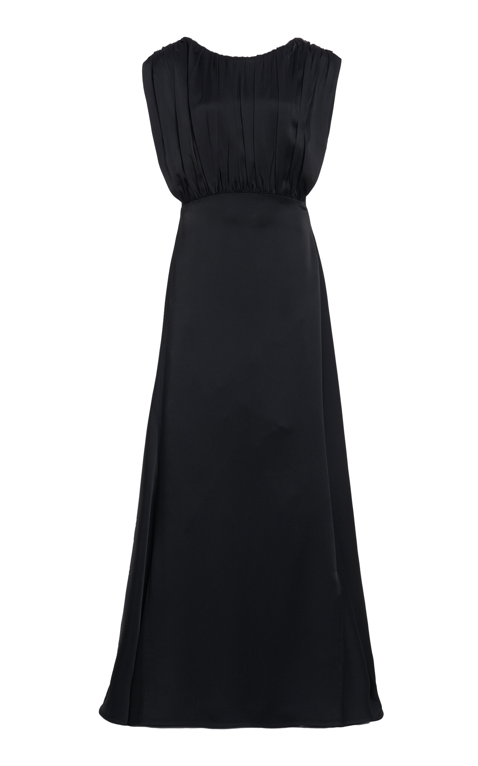 Jil Sander - Ruched Satin Maxi Dress - Black - DE 30 - Moda Operandi