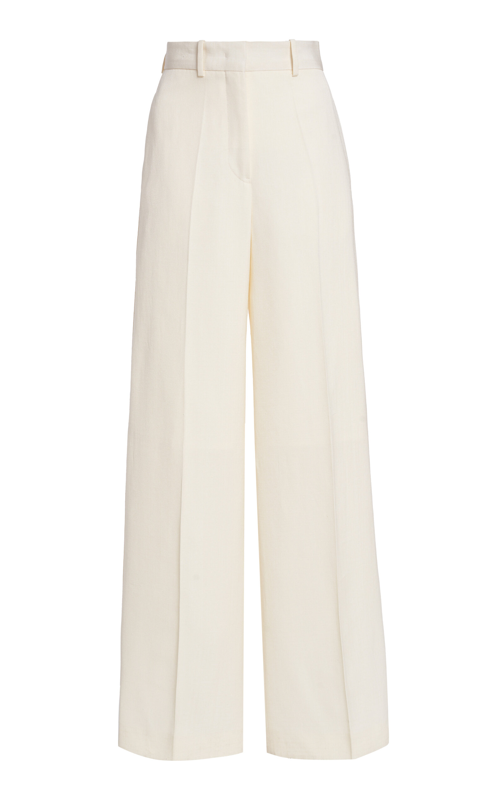 Jil Sander Pleated Silk-blend Wide-leg Pants In Ivory