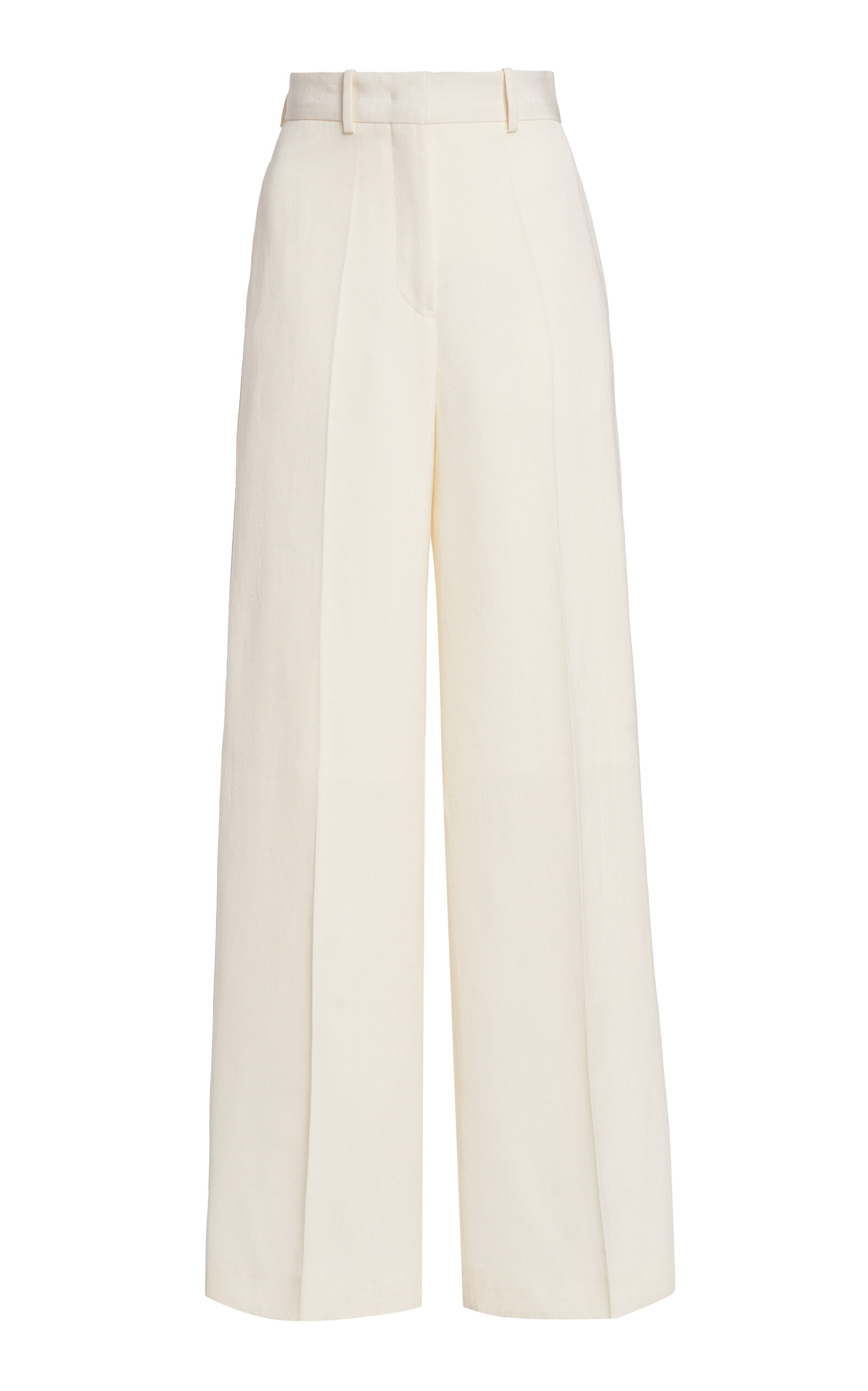 Shop Jil Sander Pleated Silk-blend Wide-leg Pants In Ivory