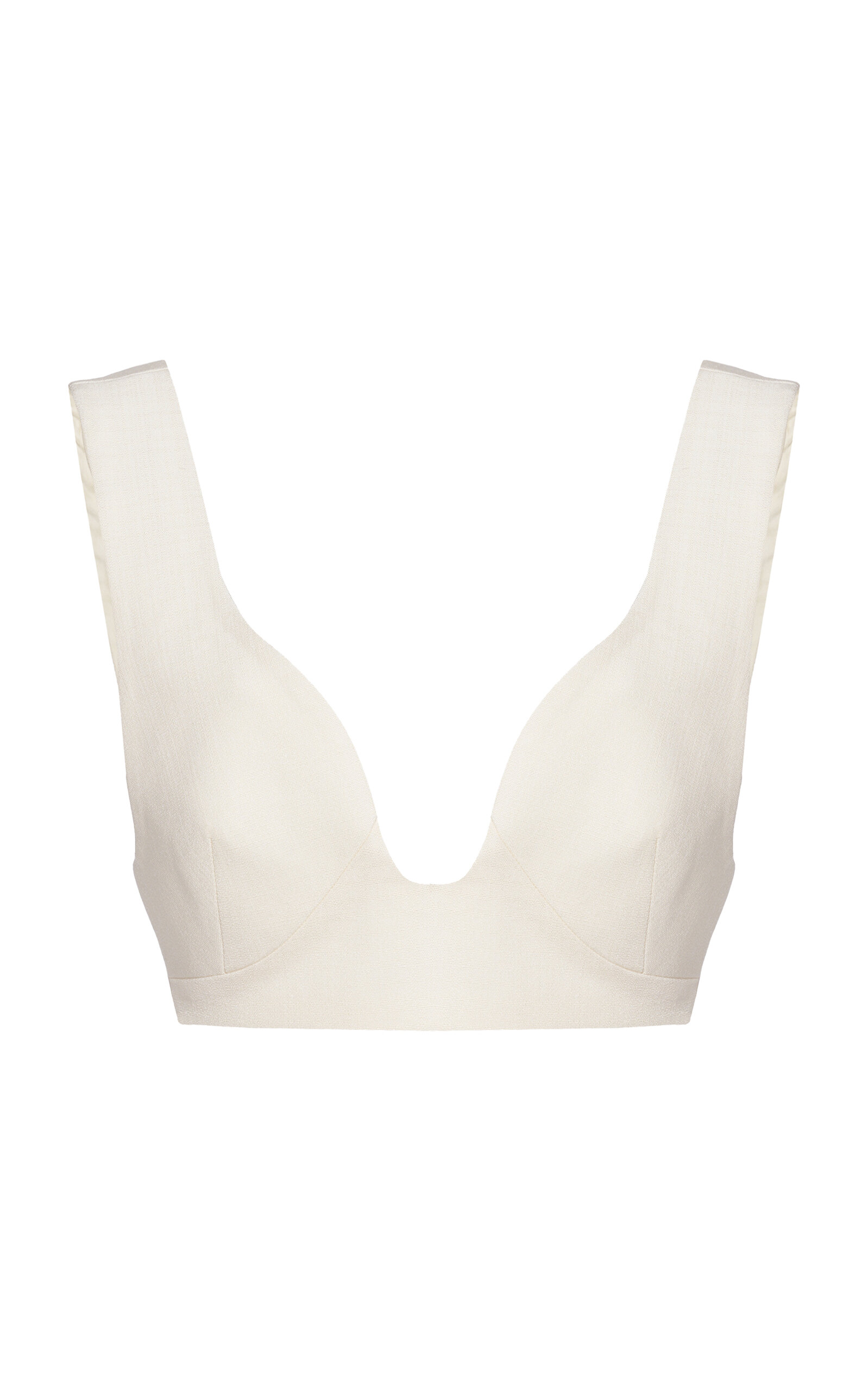 Shop Jil Sander Cropped Silk-blend Bra Top In Ivory