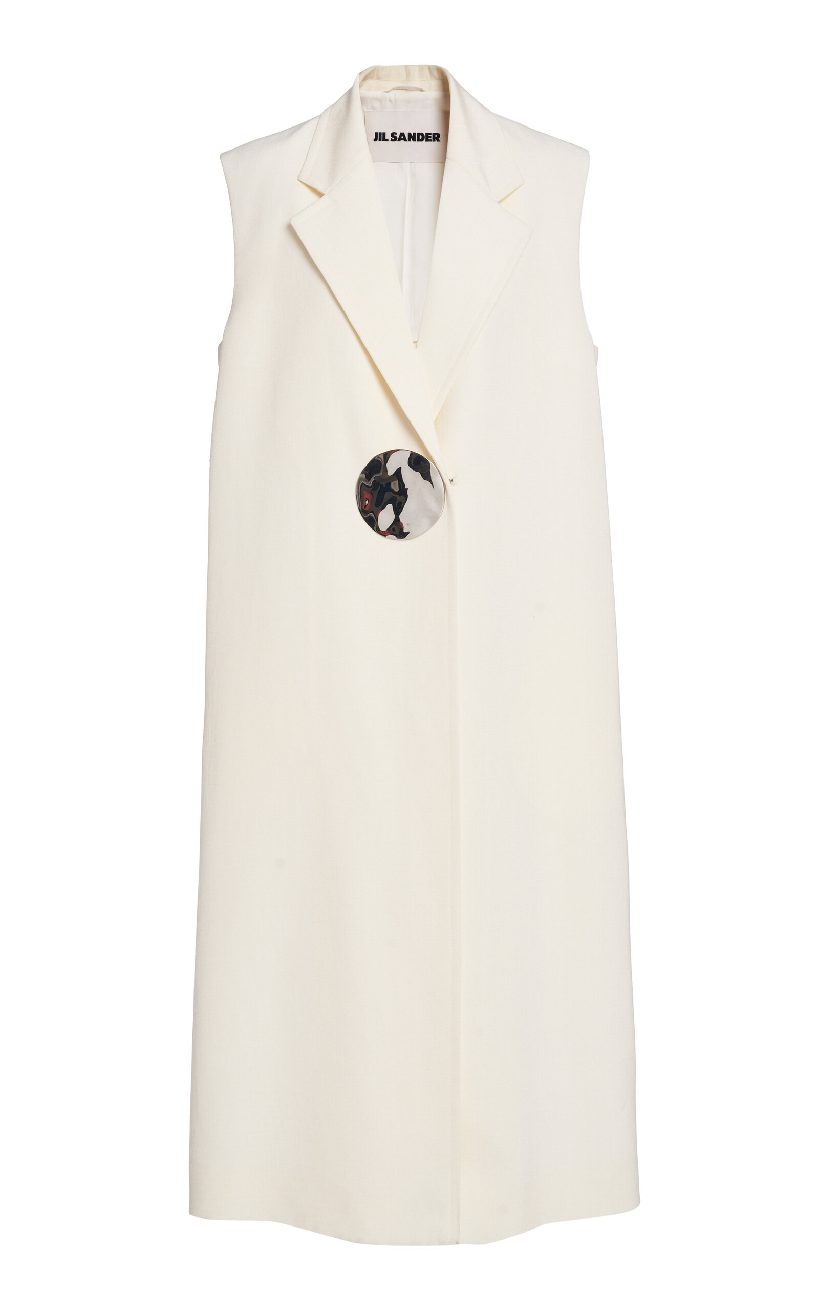 Jil Sander Back Slit Viscose Blend Vest In Ivory
