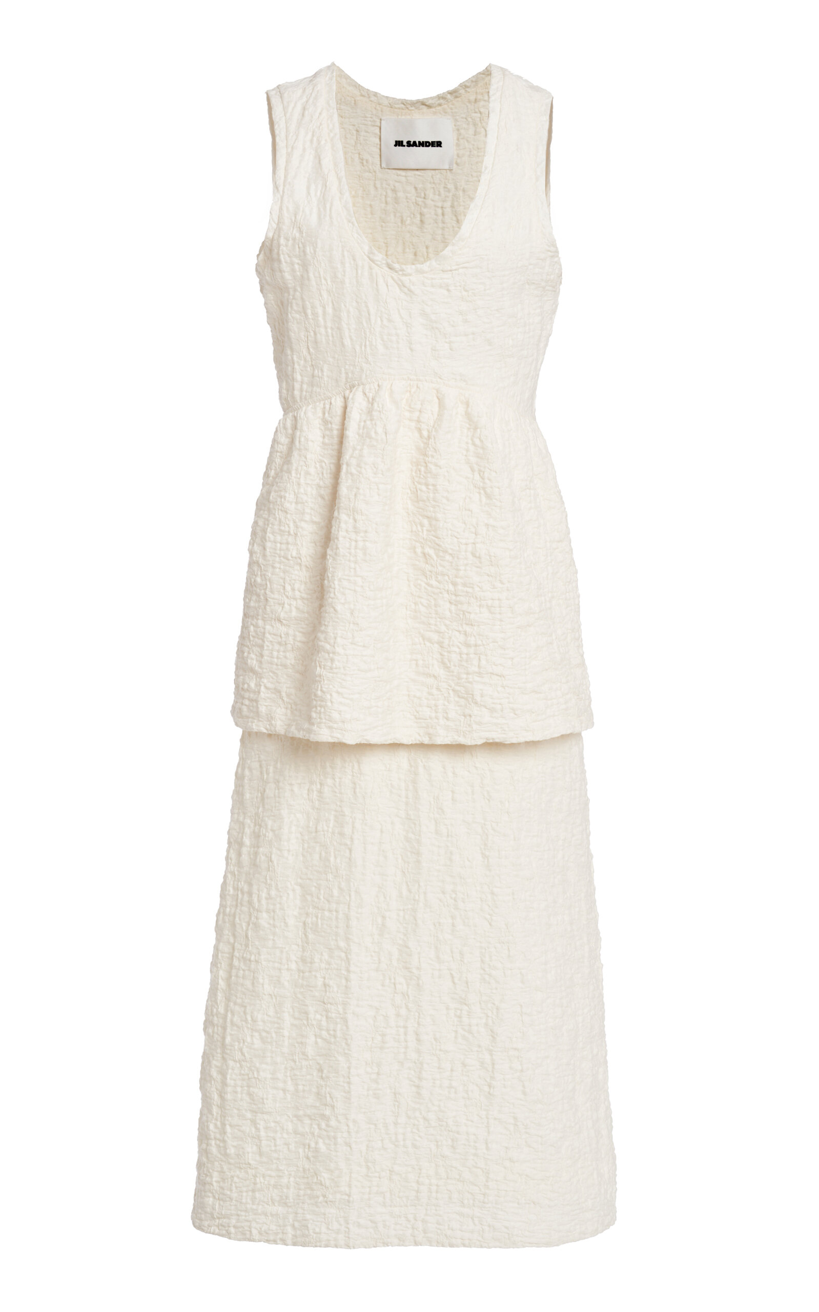 Shop Jil Sander Exclusive Tiered Cotton-blend Midi Dress In Ivory