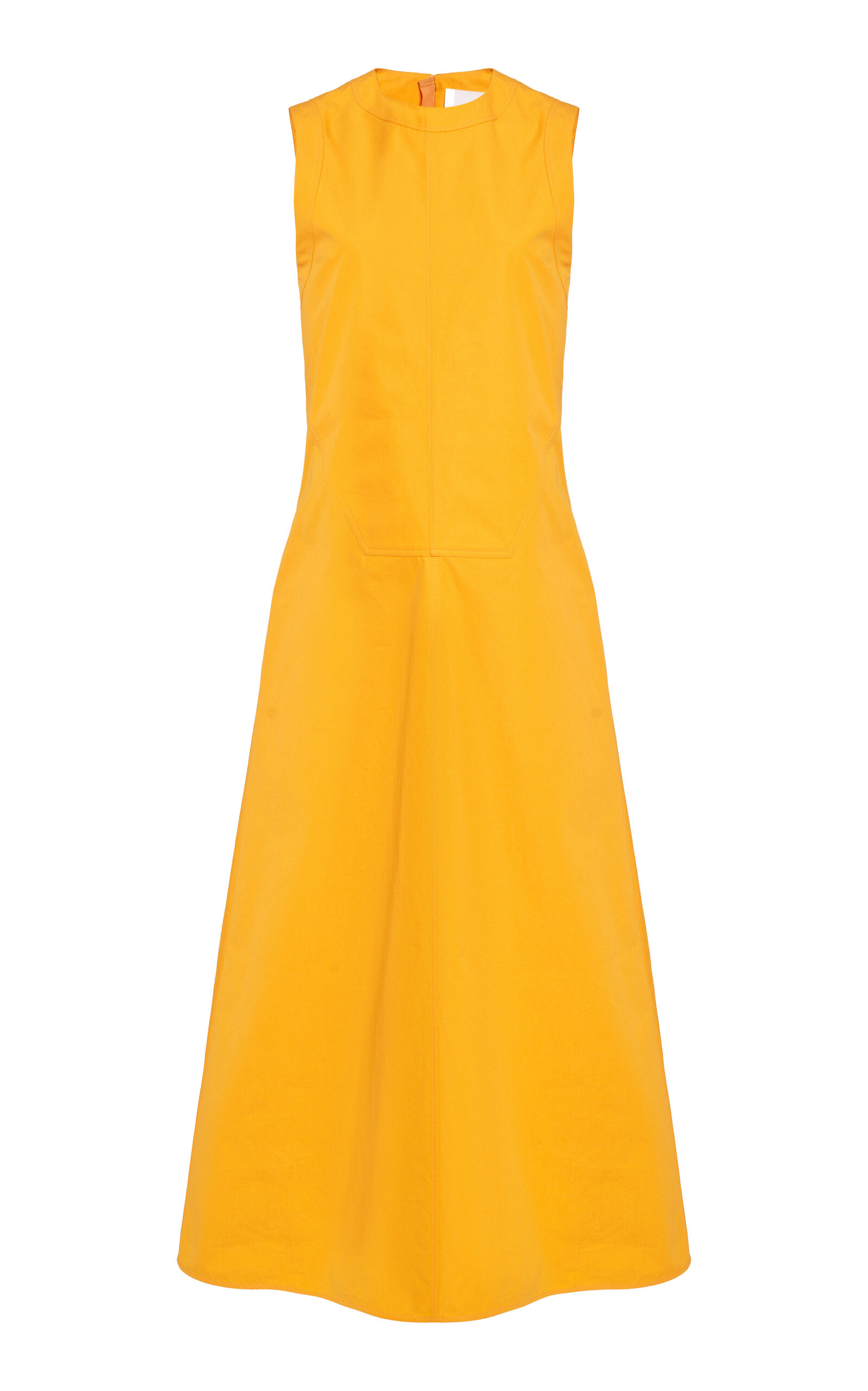 Jil Sander Sleeveless Cotton Midi Dress In Orange
