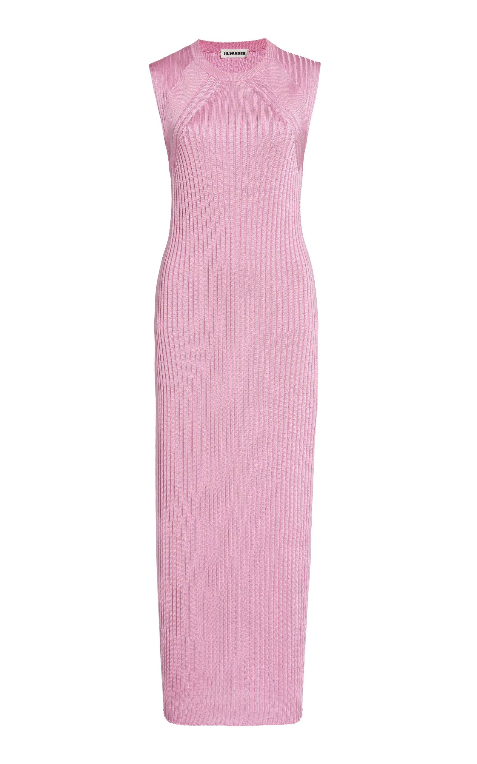 Shop Jil Sander Pleated Sleeveless Maxi Dress In Pink