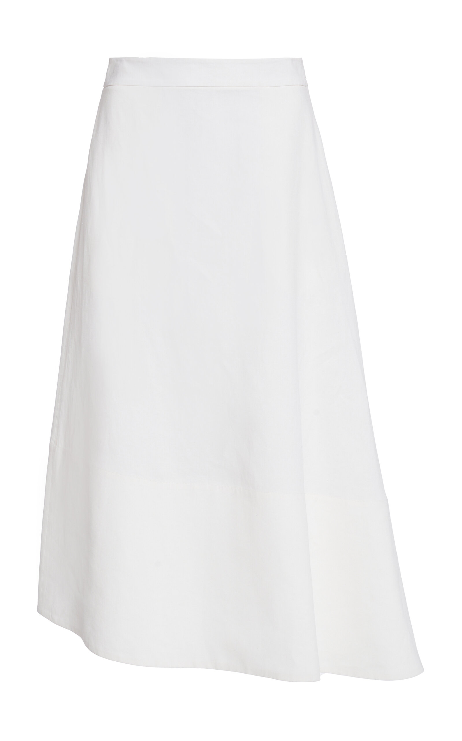 Jil Sander Asymmetric Coated-linen Midi Skirt In White