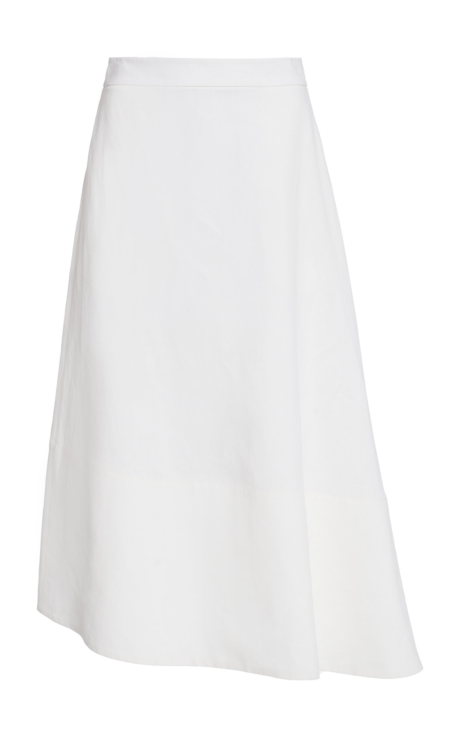 Jil Sander Asymmetric Linen Midi Skirt In White