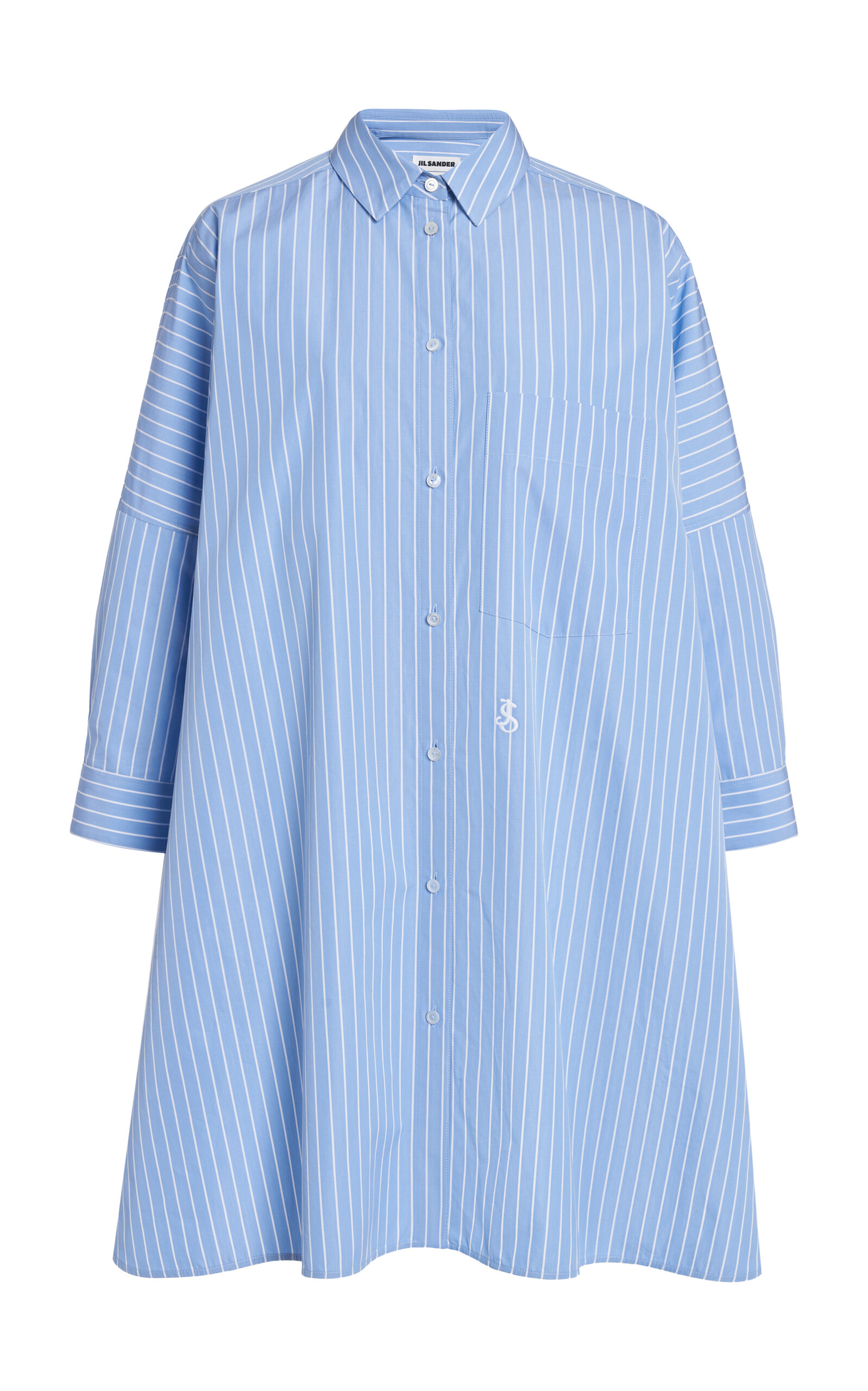 Shop Jil Sander Sunday Oversized Striped Cotton Shirt In Blue