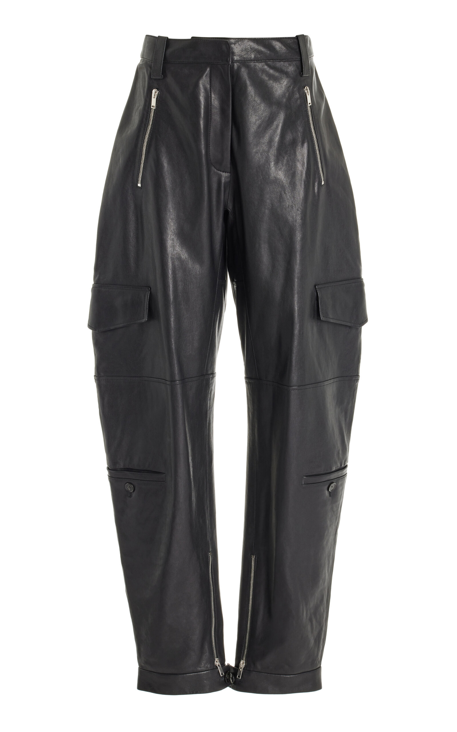 Proenza Schouler Grainy Leather Cargo Pants In Black