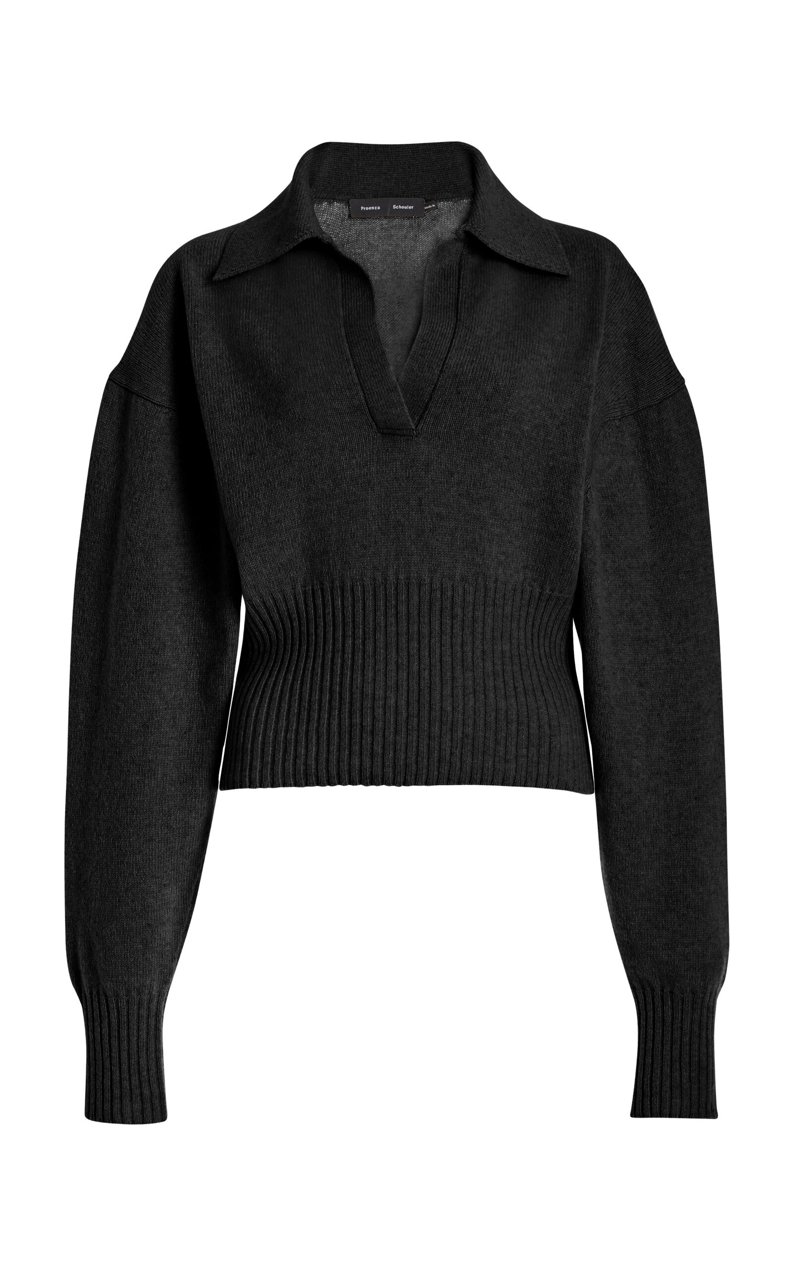 Proenza Schouler Women's Lightweight Eco Cashmere Collared Sweater In Black
