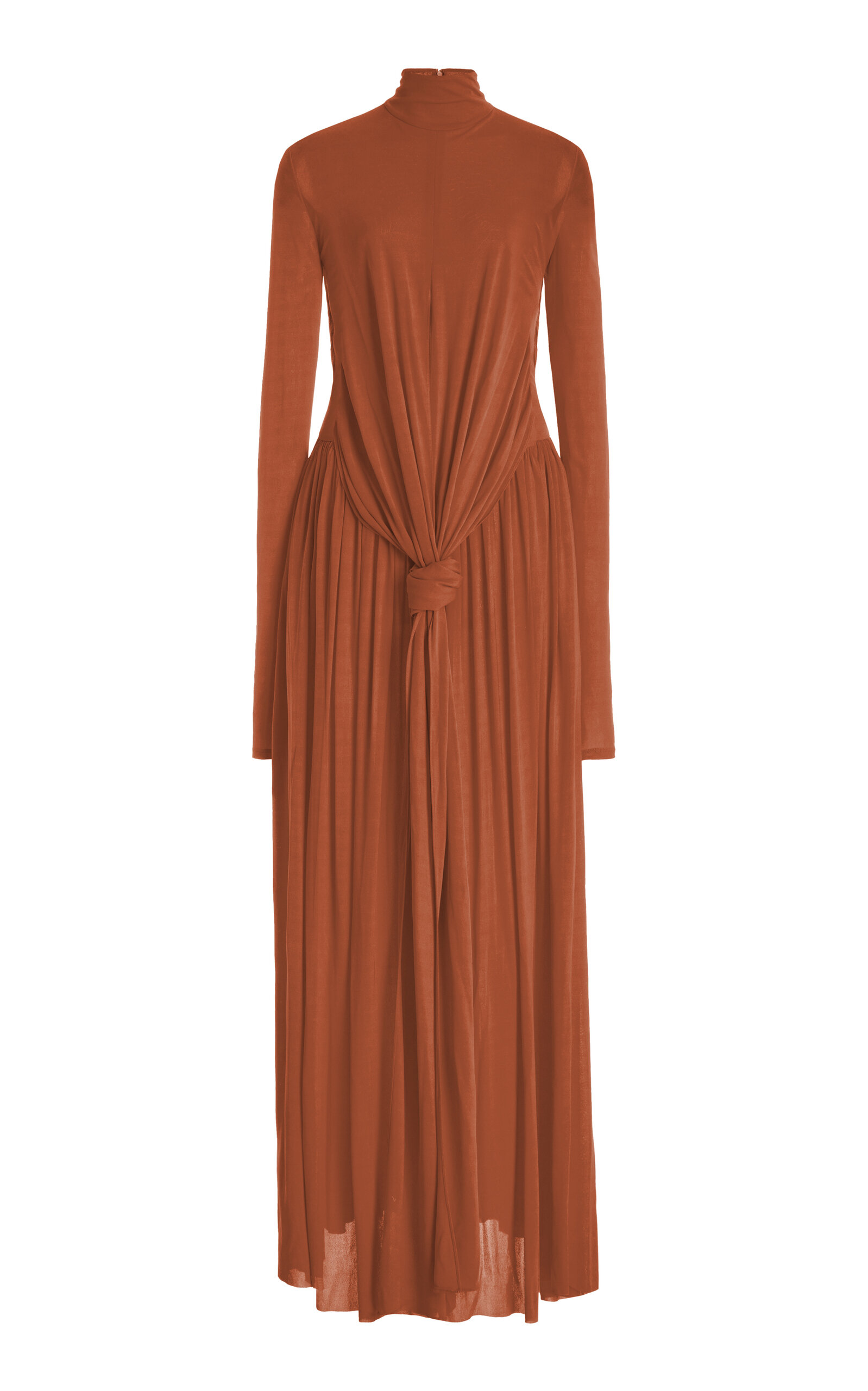 Proenza Schouler Gathered Crepe Jersey Maxi Dress In Brown