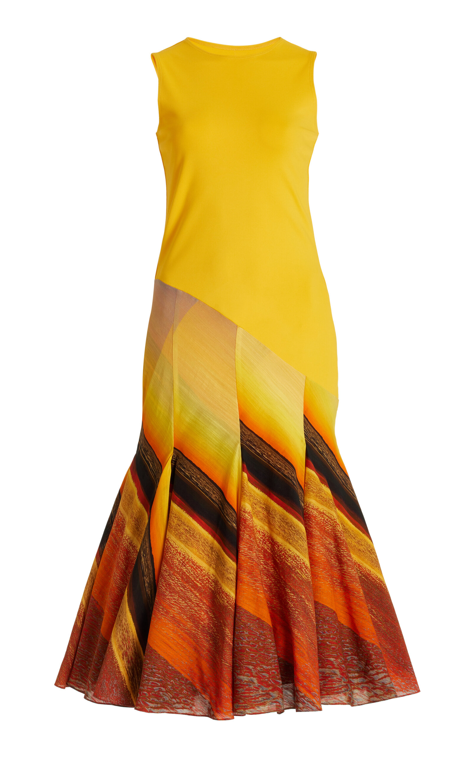 Louisa Ballou Exclusive Day Pleated Cotton-silk Midi Dress In Orange