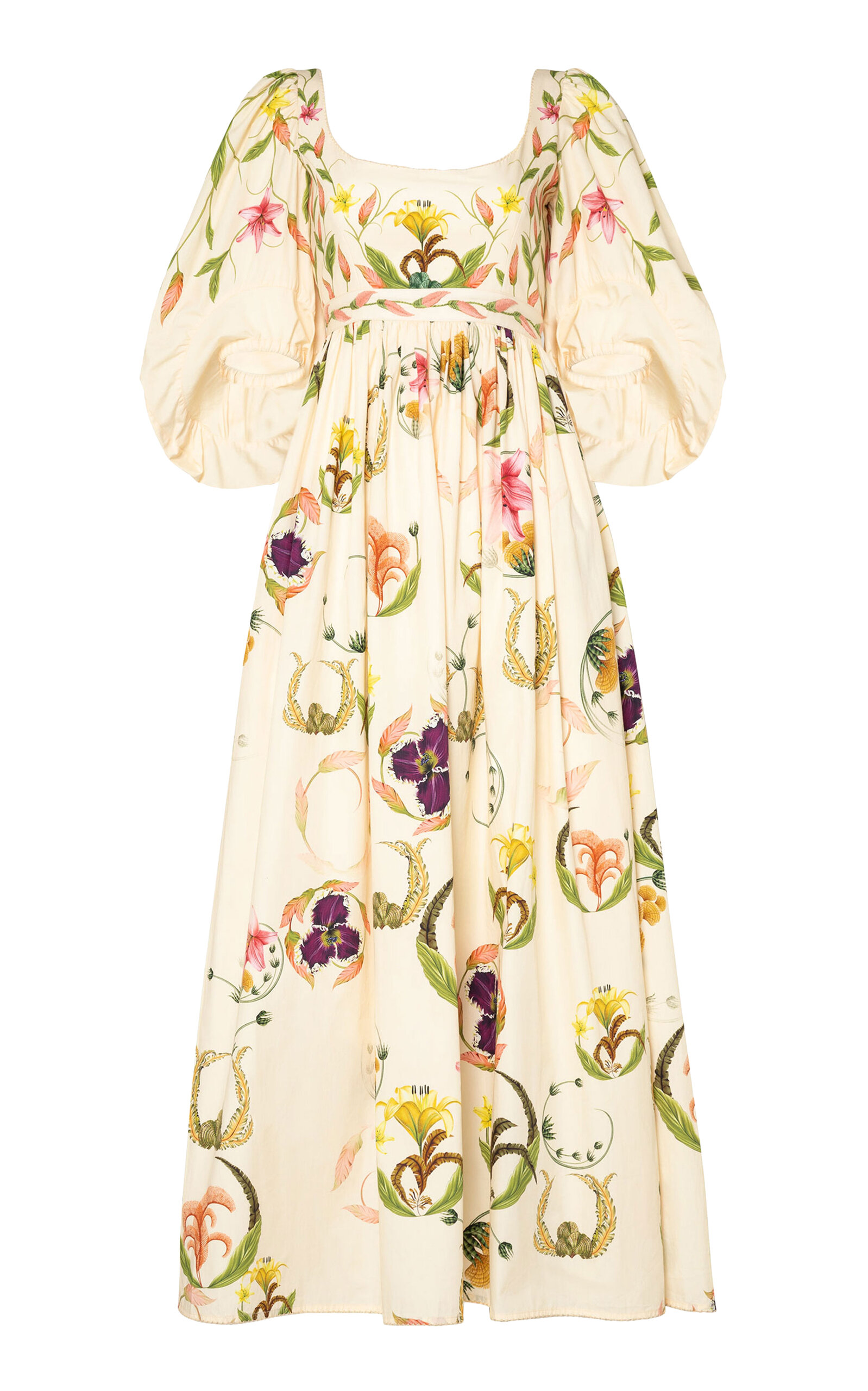 Vivianne Marina Puff-Sleeve Cotton Maxi Dress