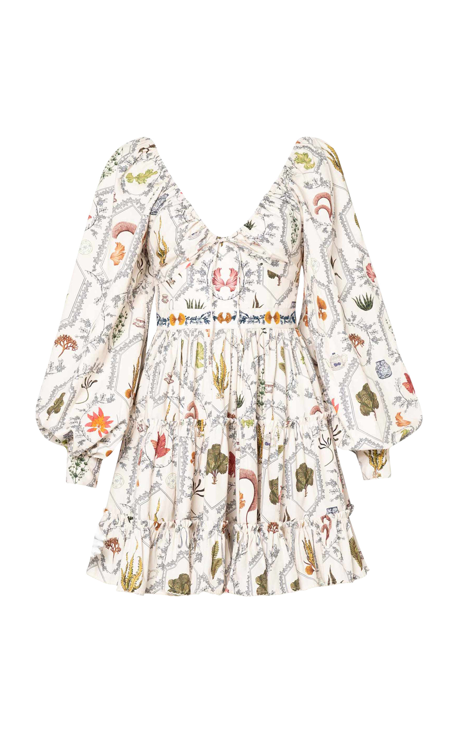 Shop Agua By Agua Bendita Honor Encaje Ruffled Cotton Mini Dress In Multi