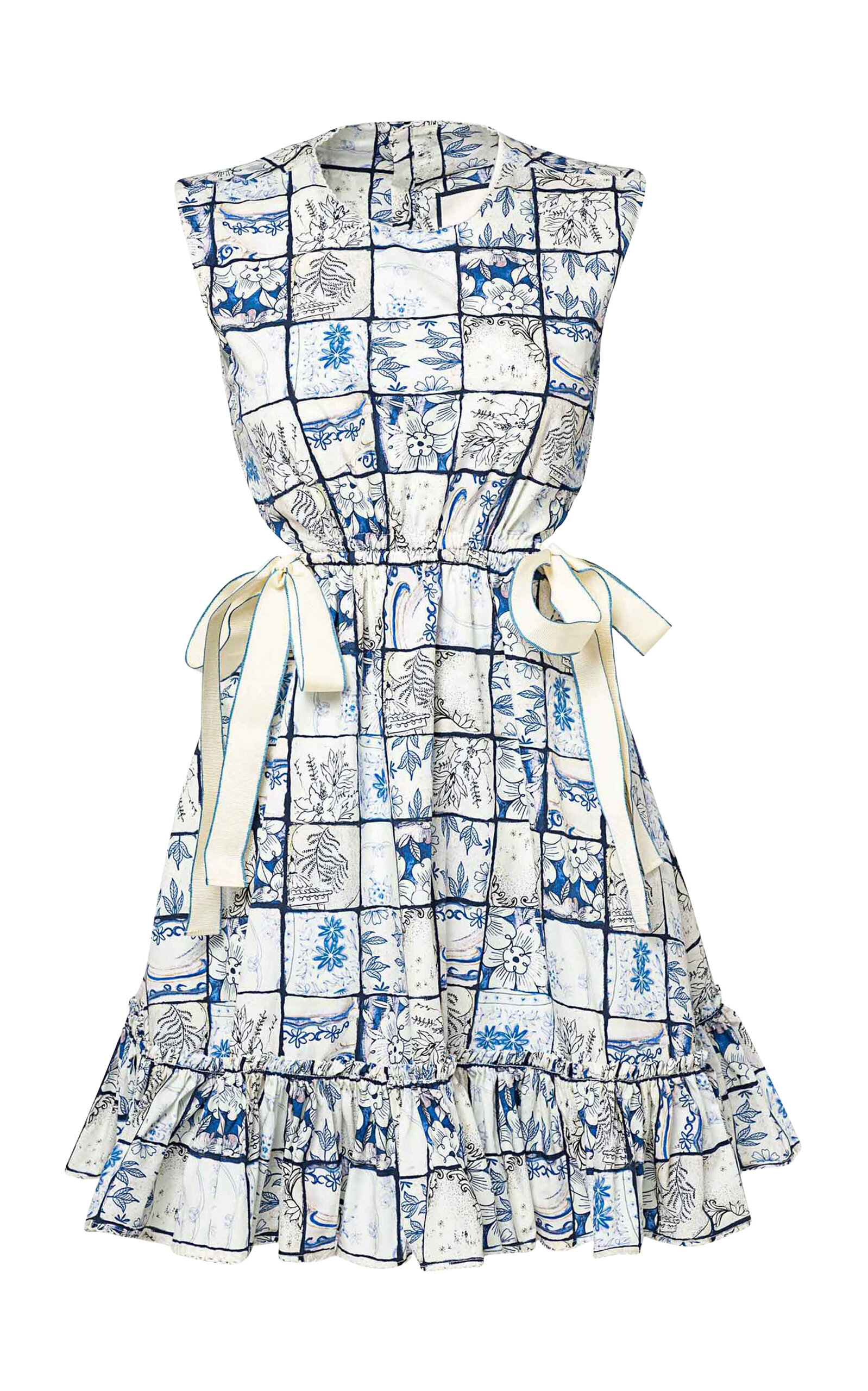 Agua By Agua Bendita Sucre Porcelana Bow-detailed Cutout Cotton Mini Dress In Blue