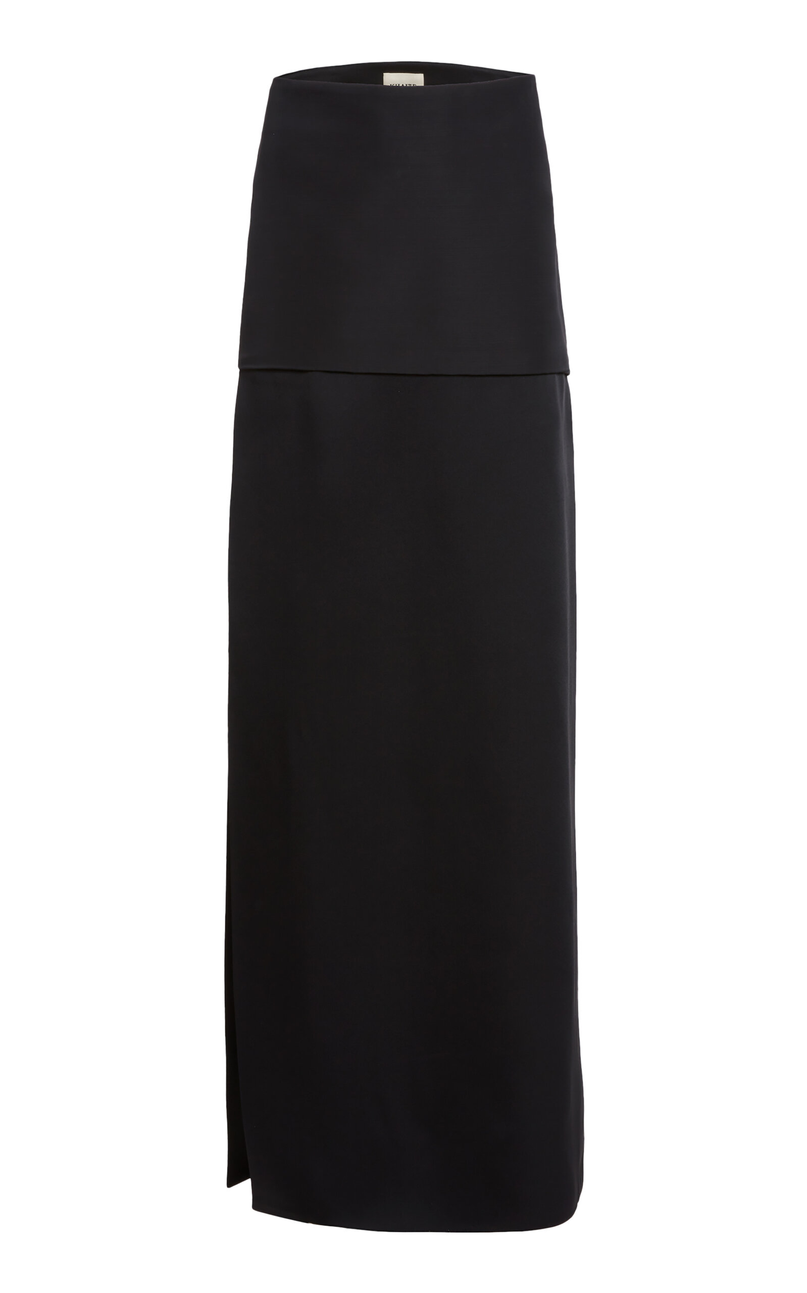 Shop Khaite Saxon Crepe Satin Maxi Skirt In Black