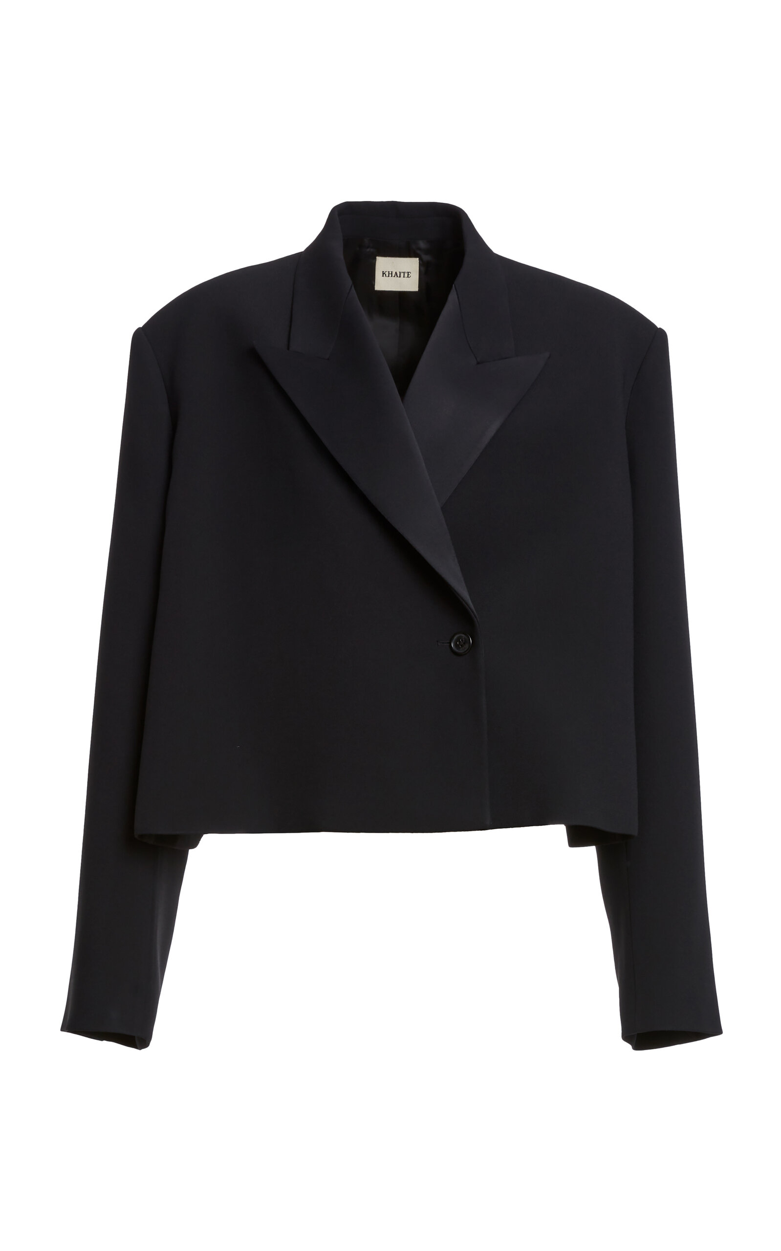 Khaite Raymond Cropped Satin-trimmed Crepe Blazer In Black
