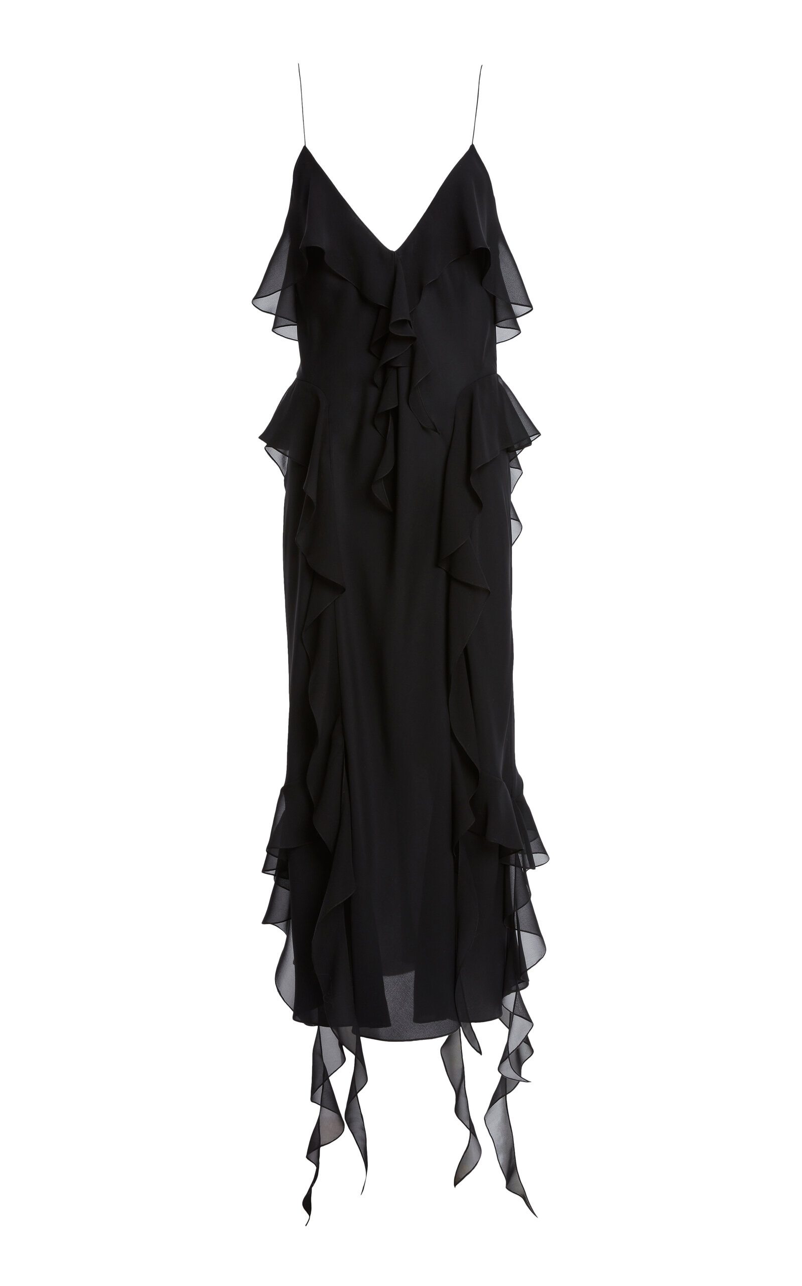 Shop Khaite Pim Silk Georgette Midi Dress In Black