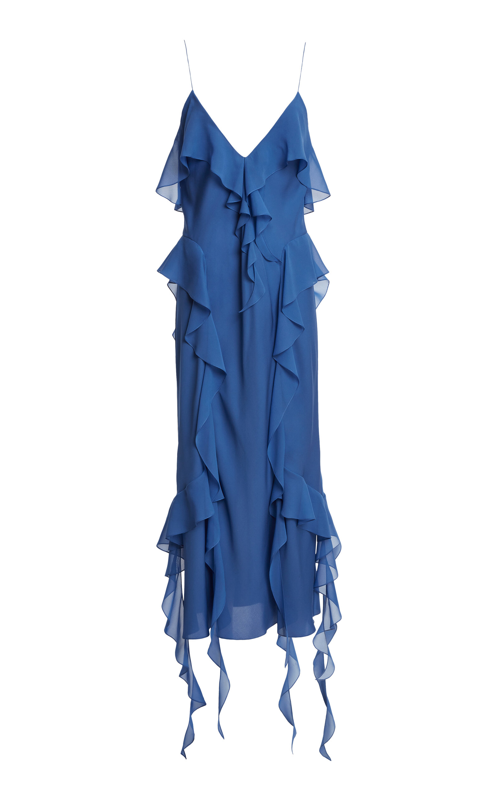 Khaite Pim Silk Georgette Midi Dress In Blue
