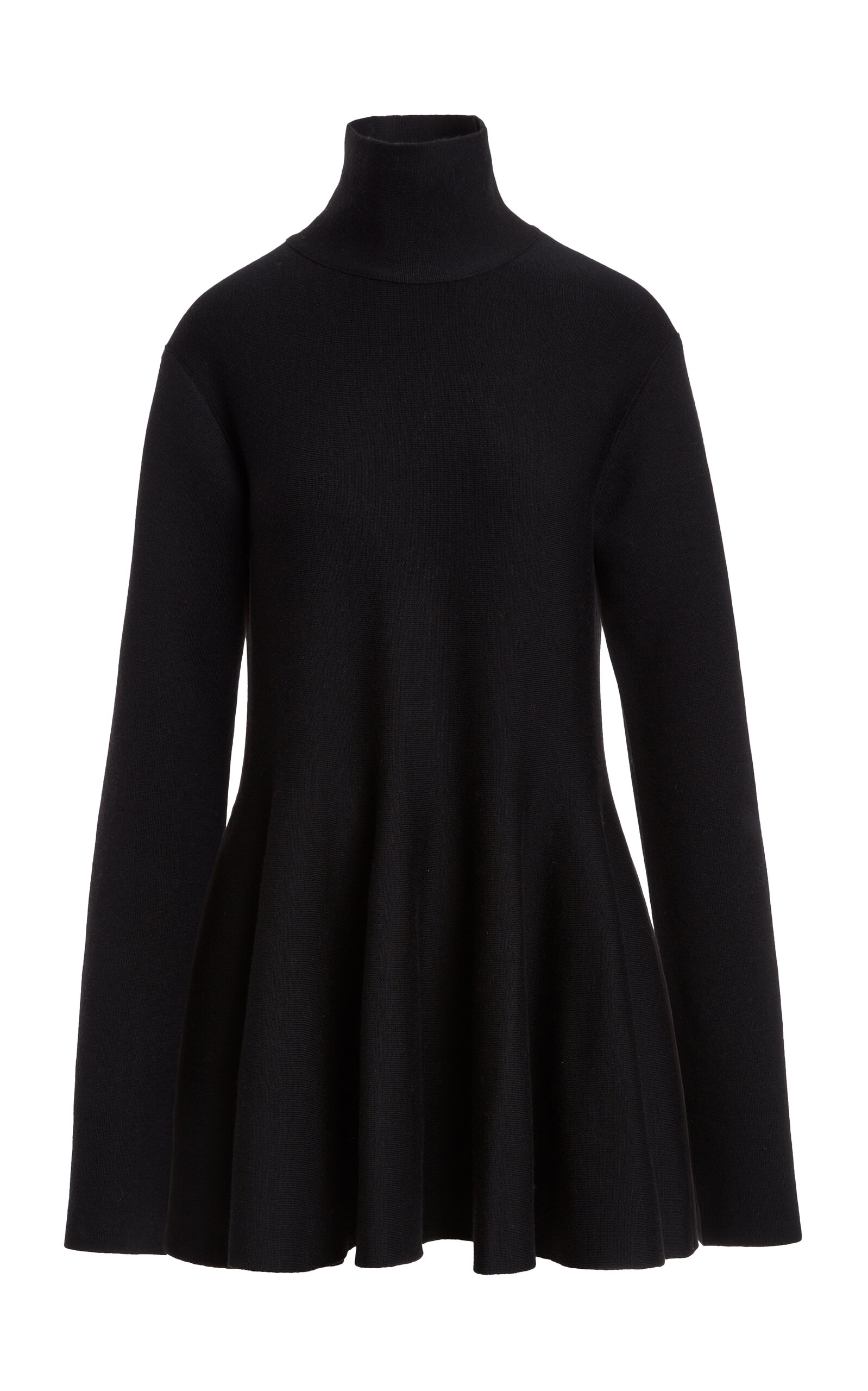 Shop Khaite Clarice Wool-blend Mini Dress In Black