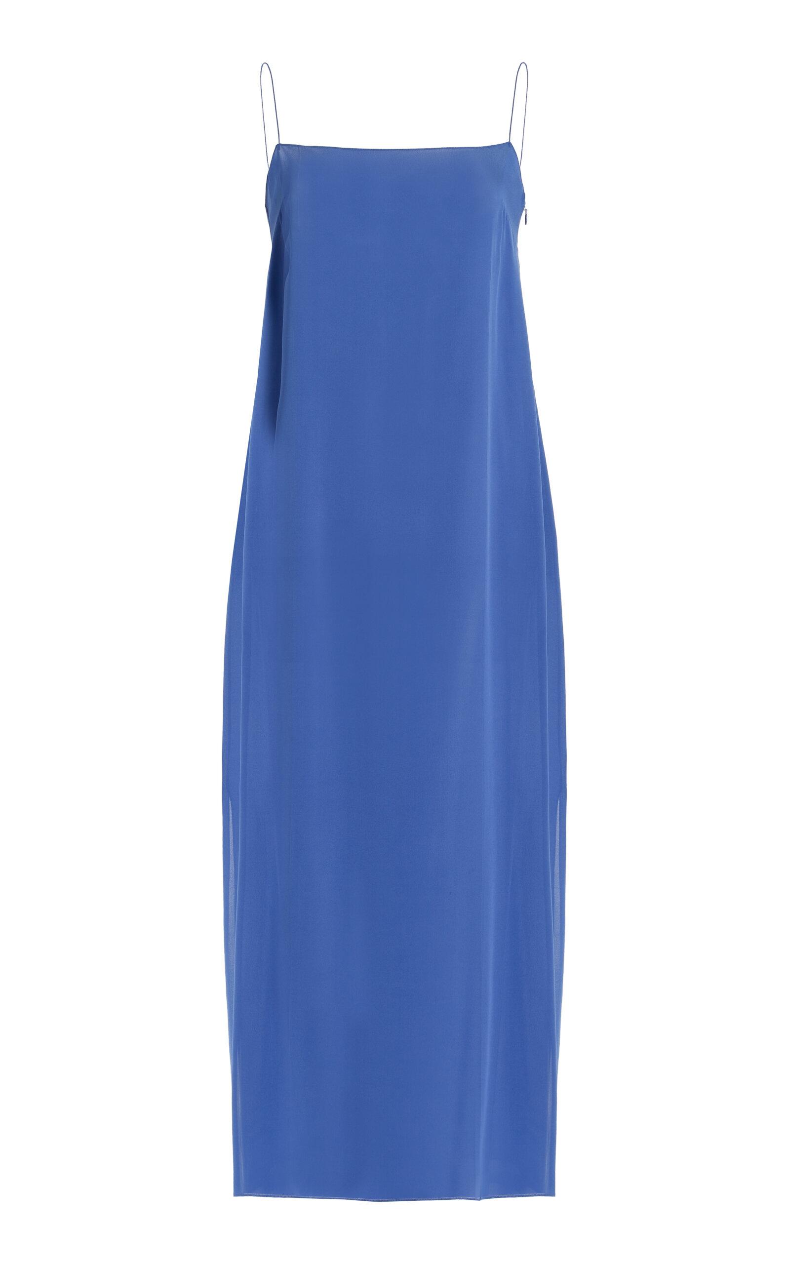 Shop Khaite Sicily Silk Midi Dress In Blue